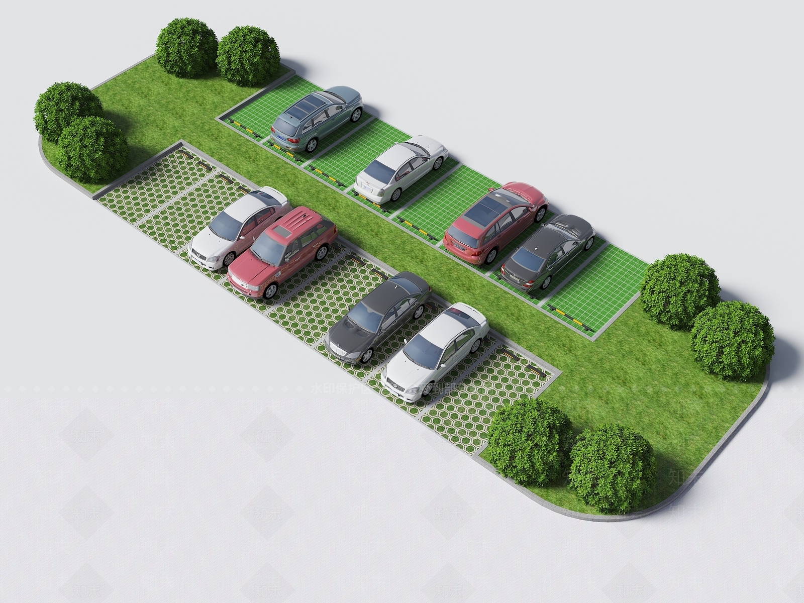 现代户外停车场3D模型下载【ID:1183705476】