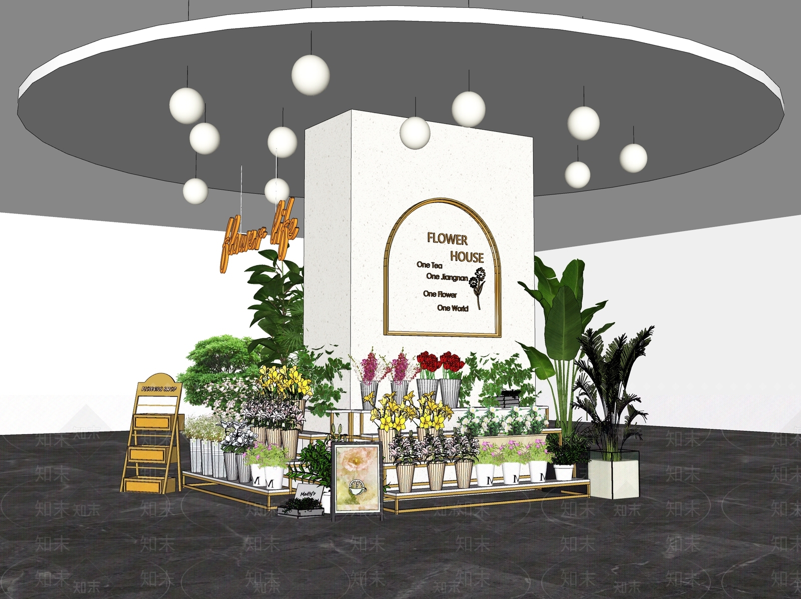 现代花店SU模型下载【ID:1183708243】