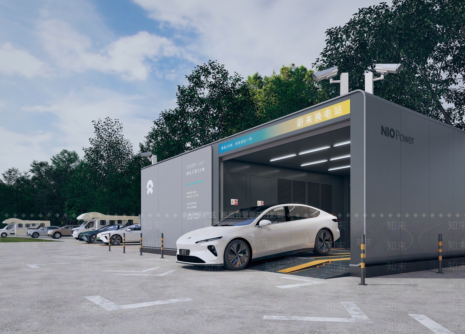 现代户外停车场3D模型下载【ID:1183715946】