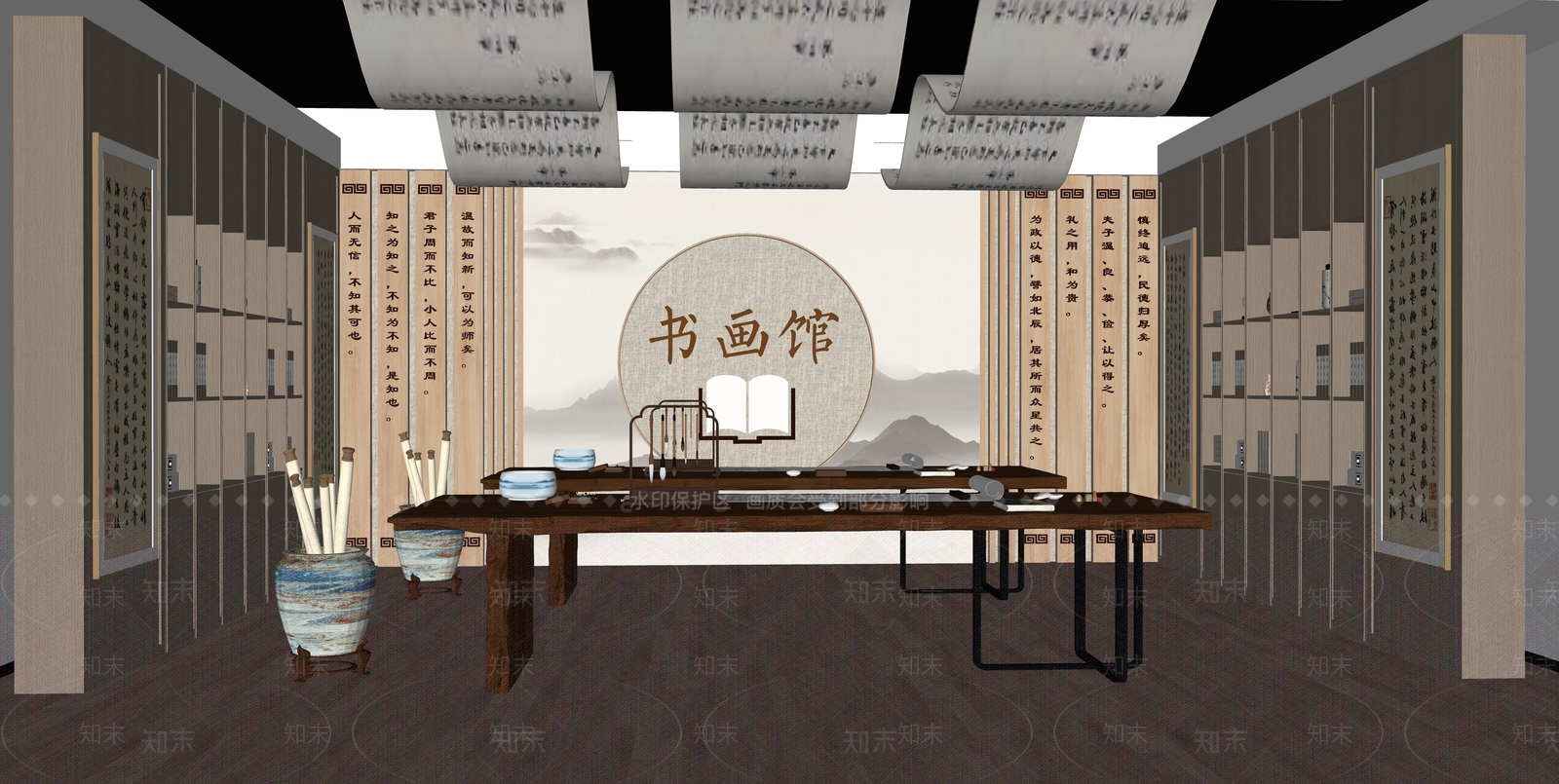 新中式其他文化空间SU模型下载【ID:1183716531】