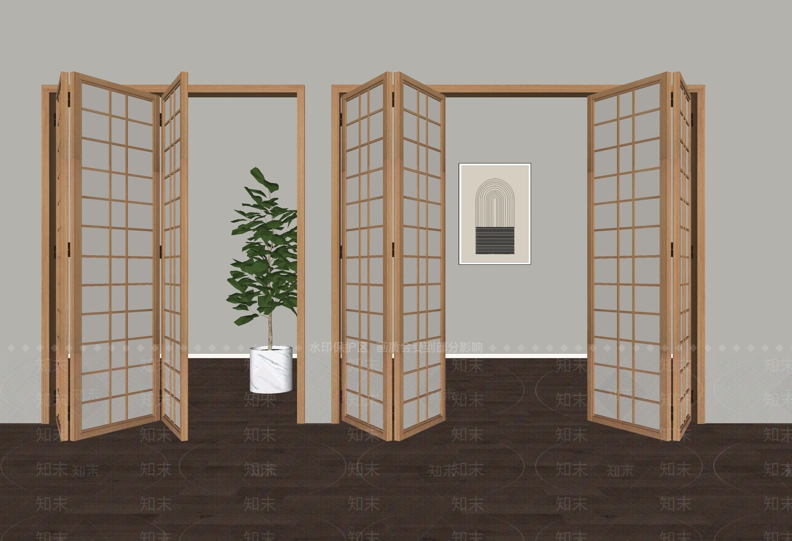 日式折叠门SU模型下载【ID:1183717760】