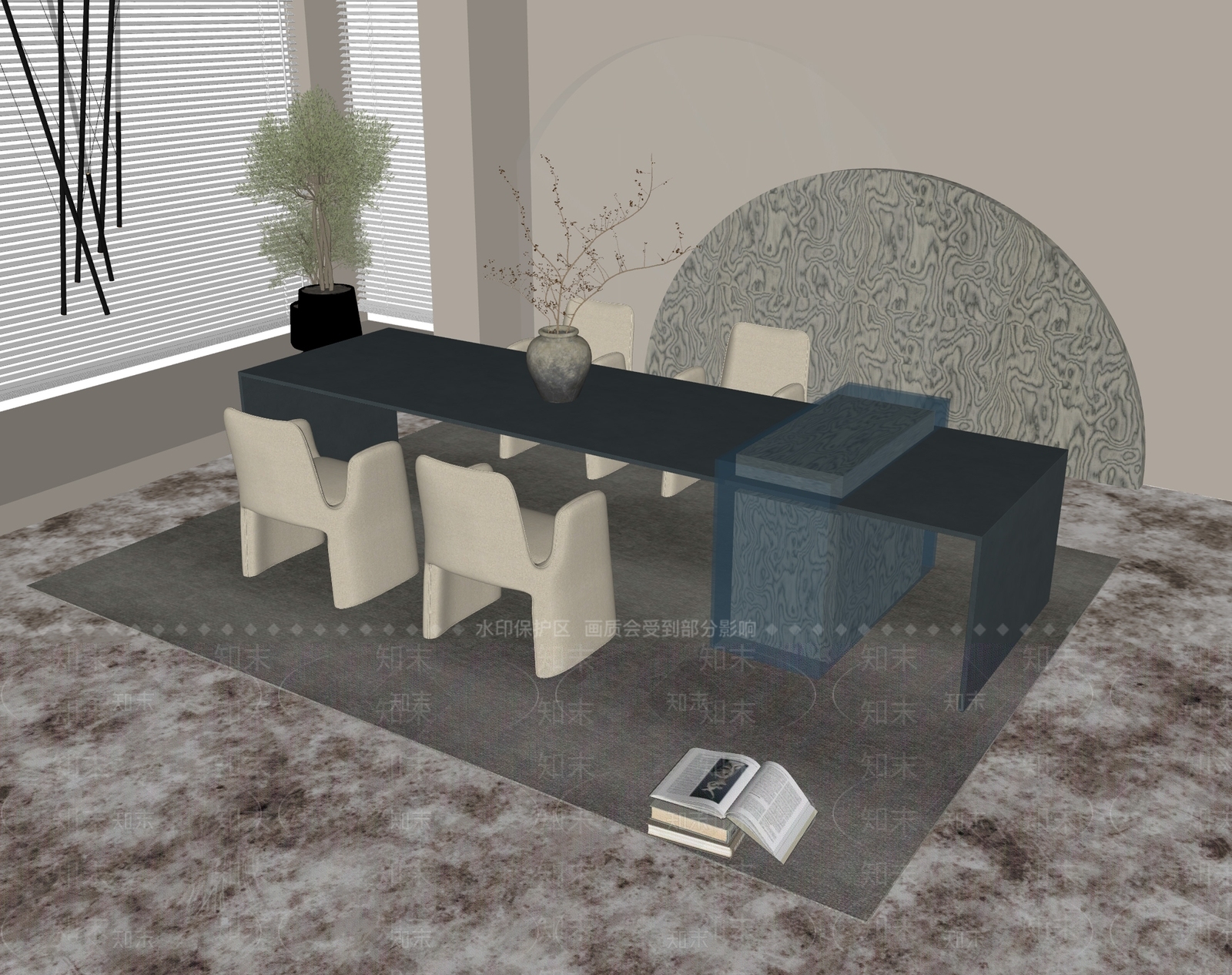 现代餐桌椅SU模型下载【ID:1183719025】