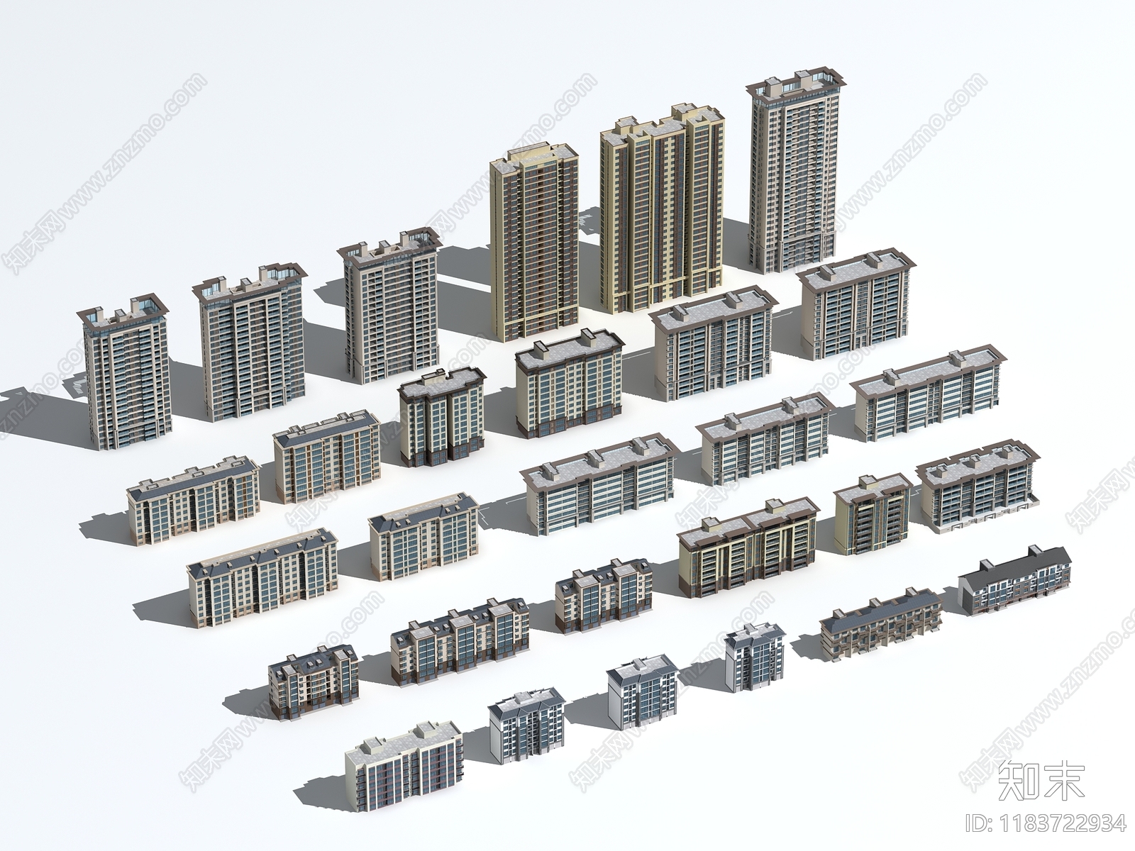 现代高层住宅3D模型下载【ID:1183722934】