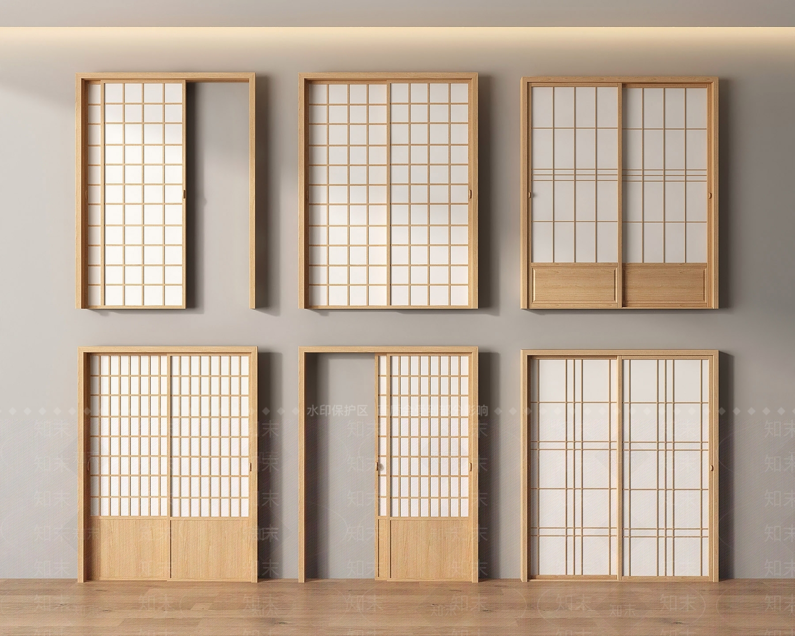 日式推拉门3D模型下载【ID:1183724098】