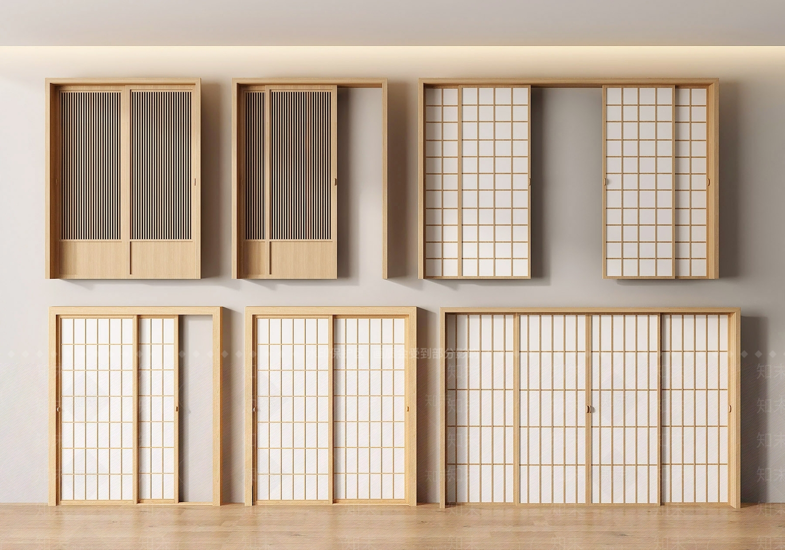 日式推拉门3D模型下载【ID:1183724412】