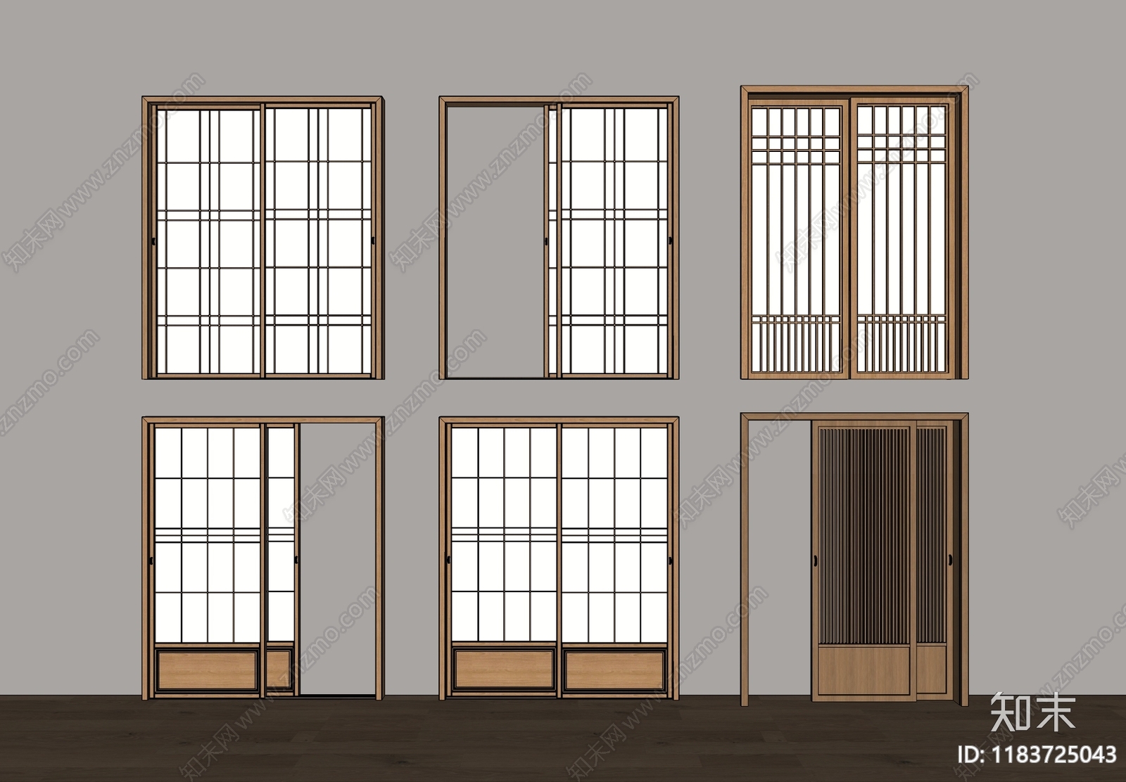 日式推拉门SU模型下载【ID:1183725043】