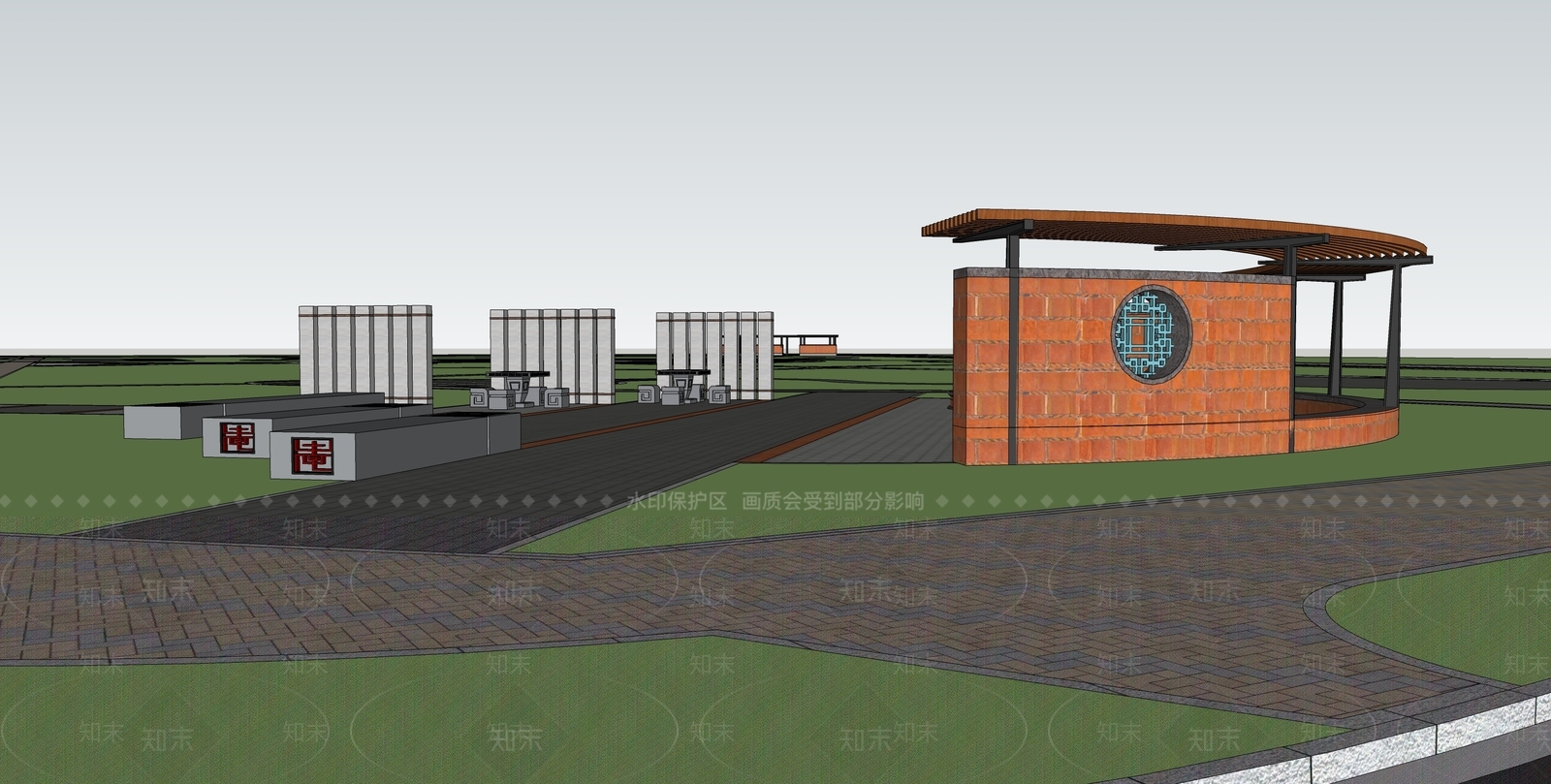 新中式中式口袋公园SU模型下载【ID:1183725833】