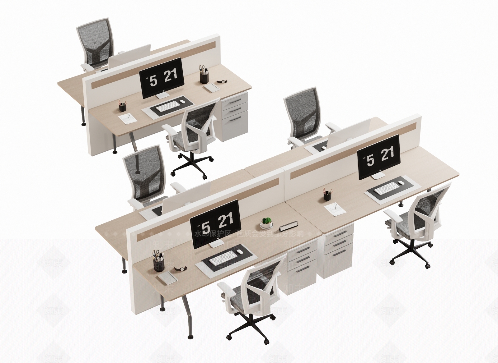现代办公桌椅3D模型下载【ID:1183726992】