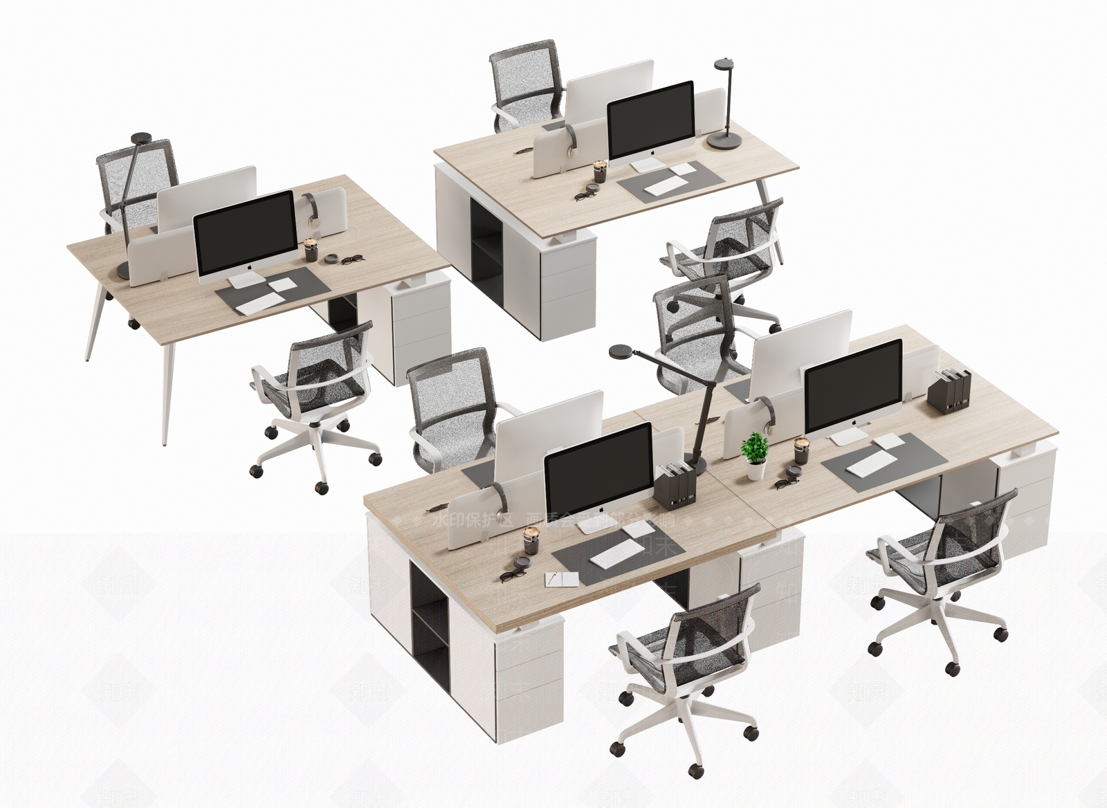 现代办公桌椅3D模型下载【ID:1183726949】