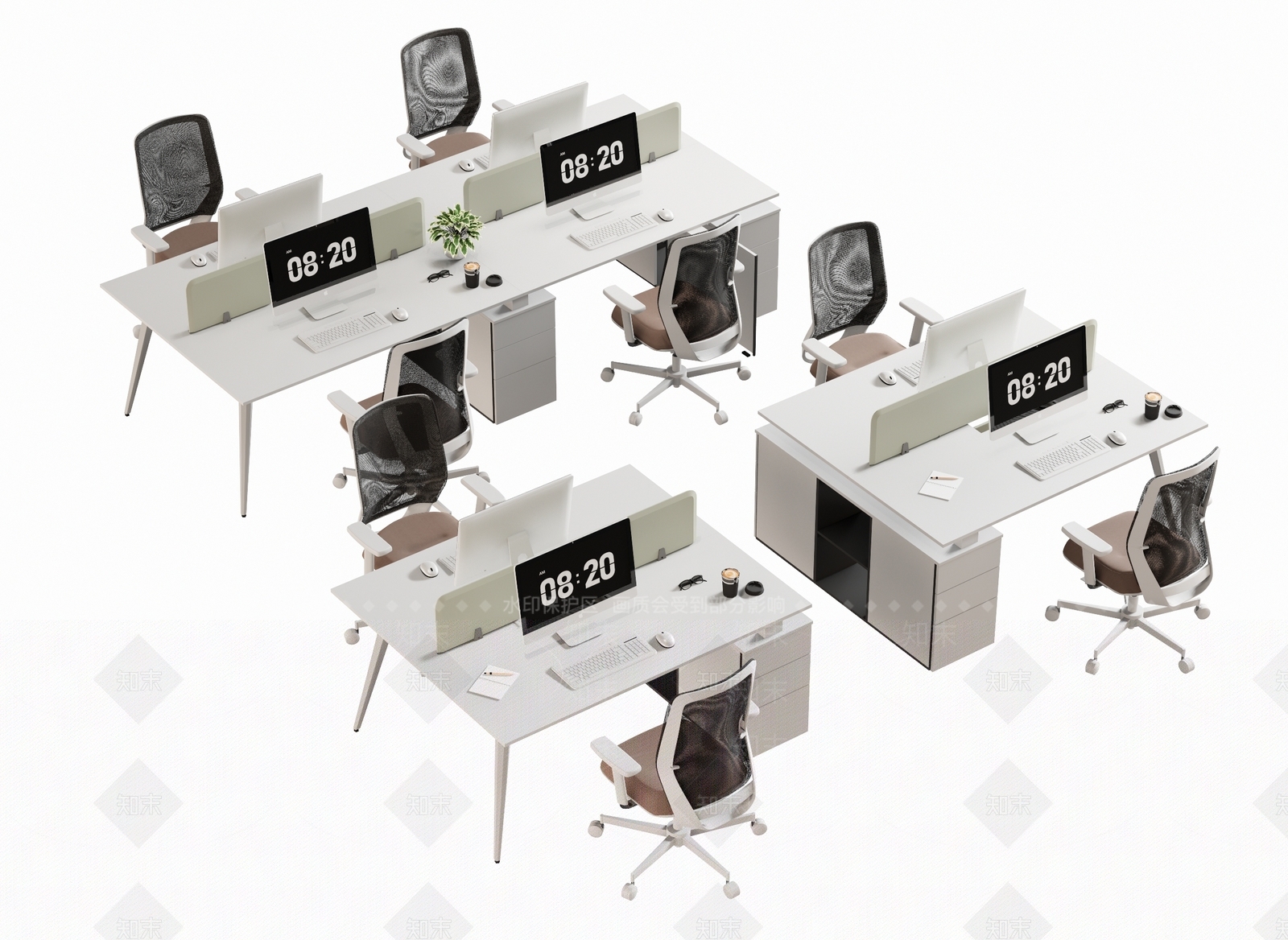现代办公桌椅3D模型下载【ID:1183727271】
