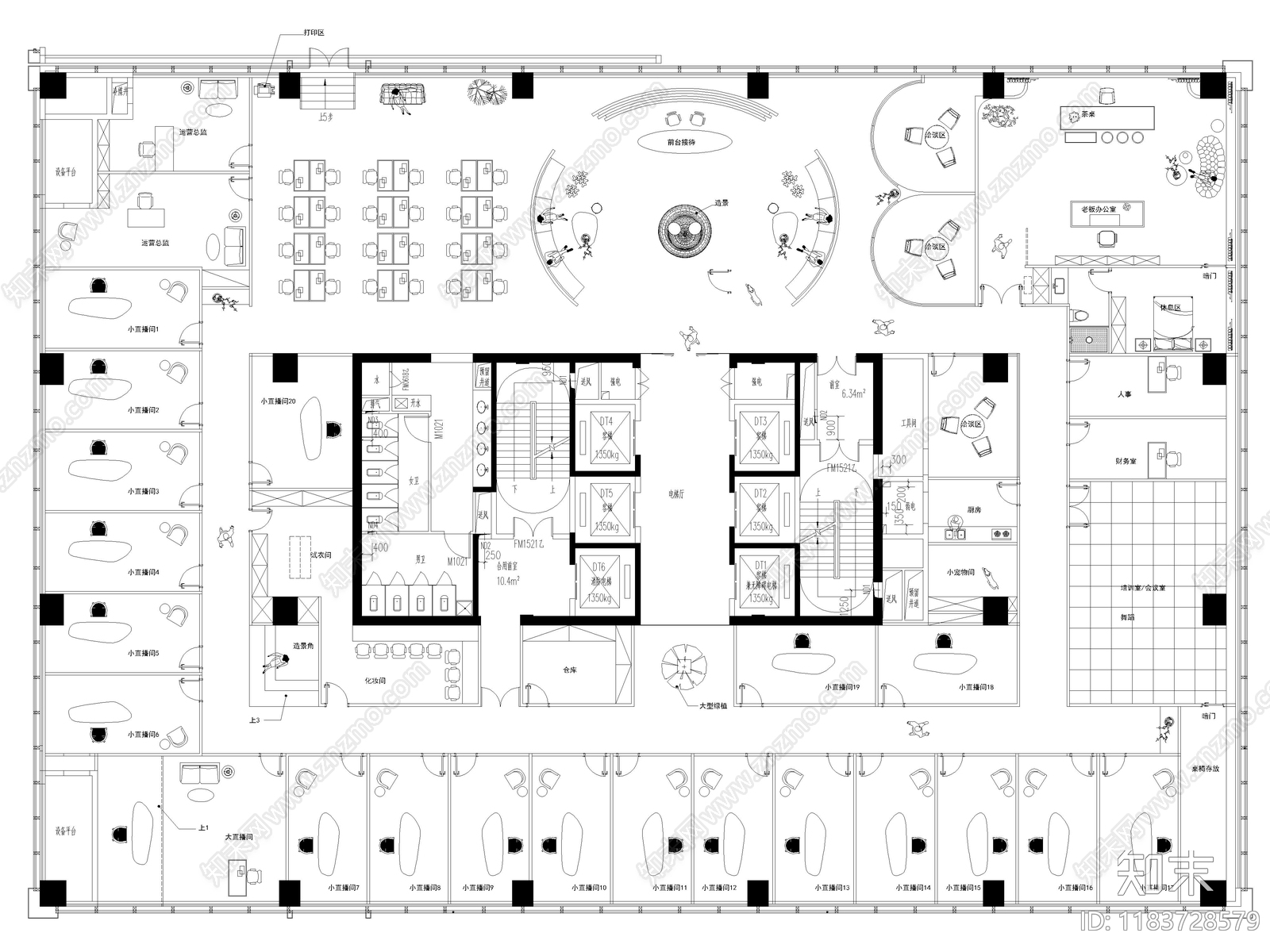 12套网红直播间直播工作室CAD平面布置图cad施工图下载【ID:1183728579】