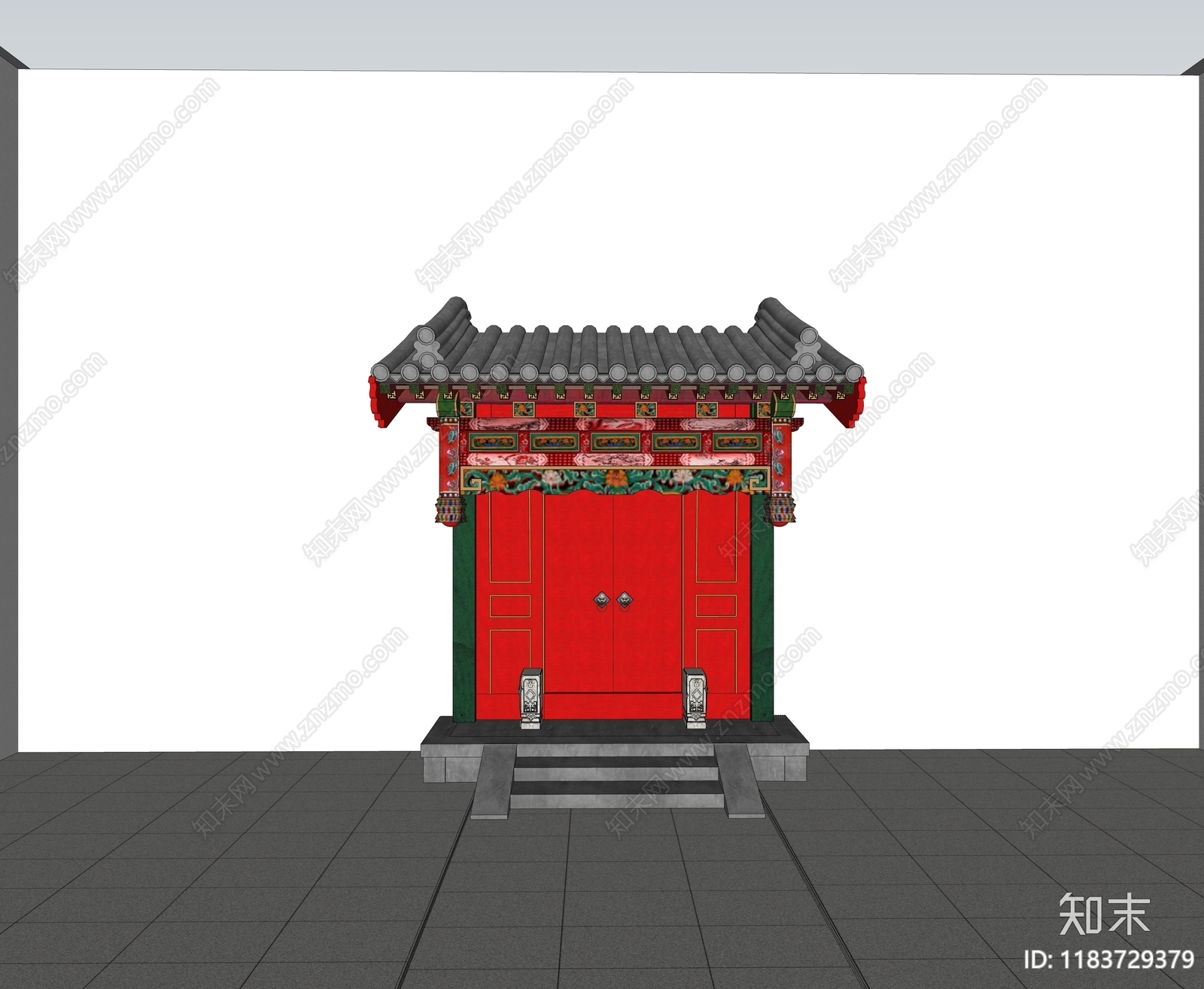 中式风格建筑SU模型下载【ID:1183729379】