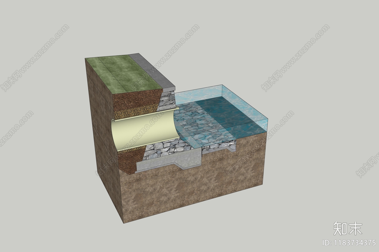 现代滨水景观SU模型下载【ID:1183734375】