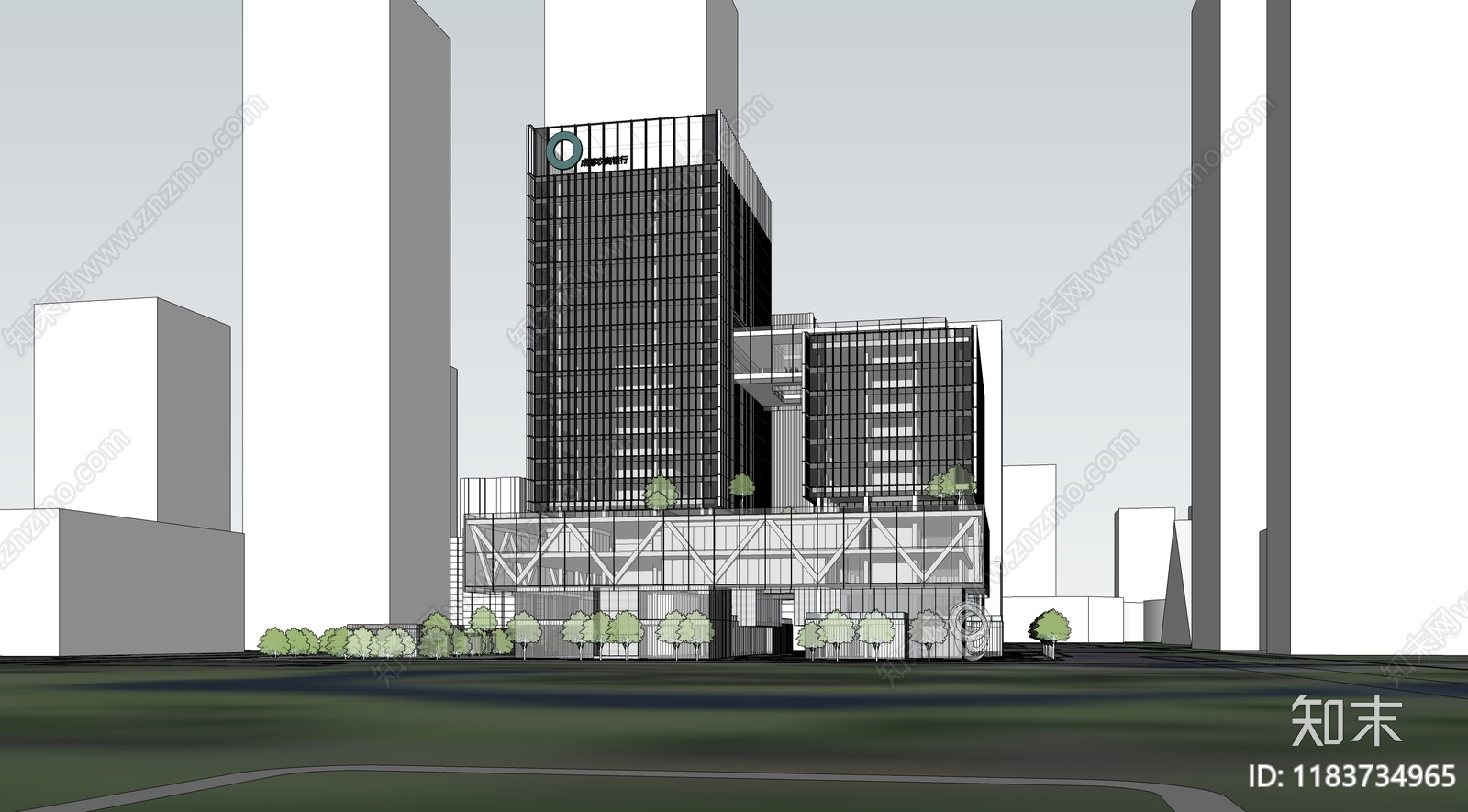 现代办公楼SU模型下载【ID:1183734965】