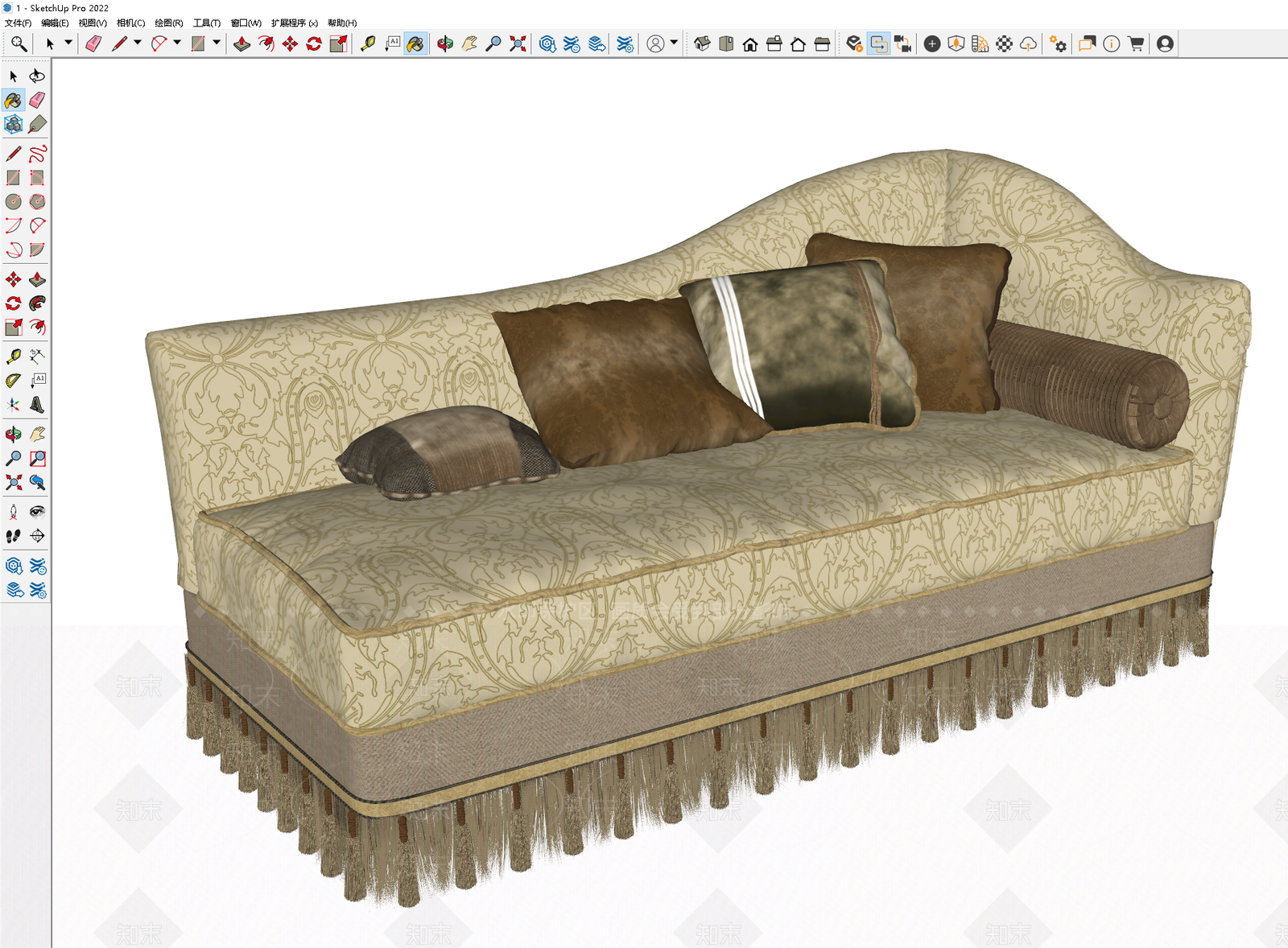 美式欧式贵妃椅SU模型下载【ID:1183735616】