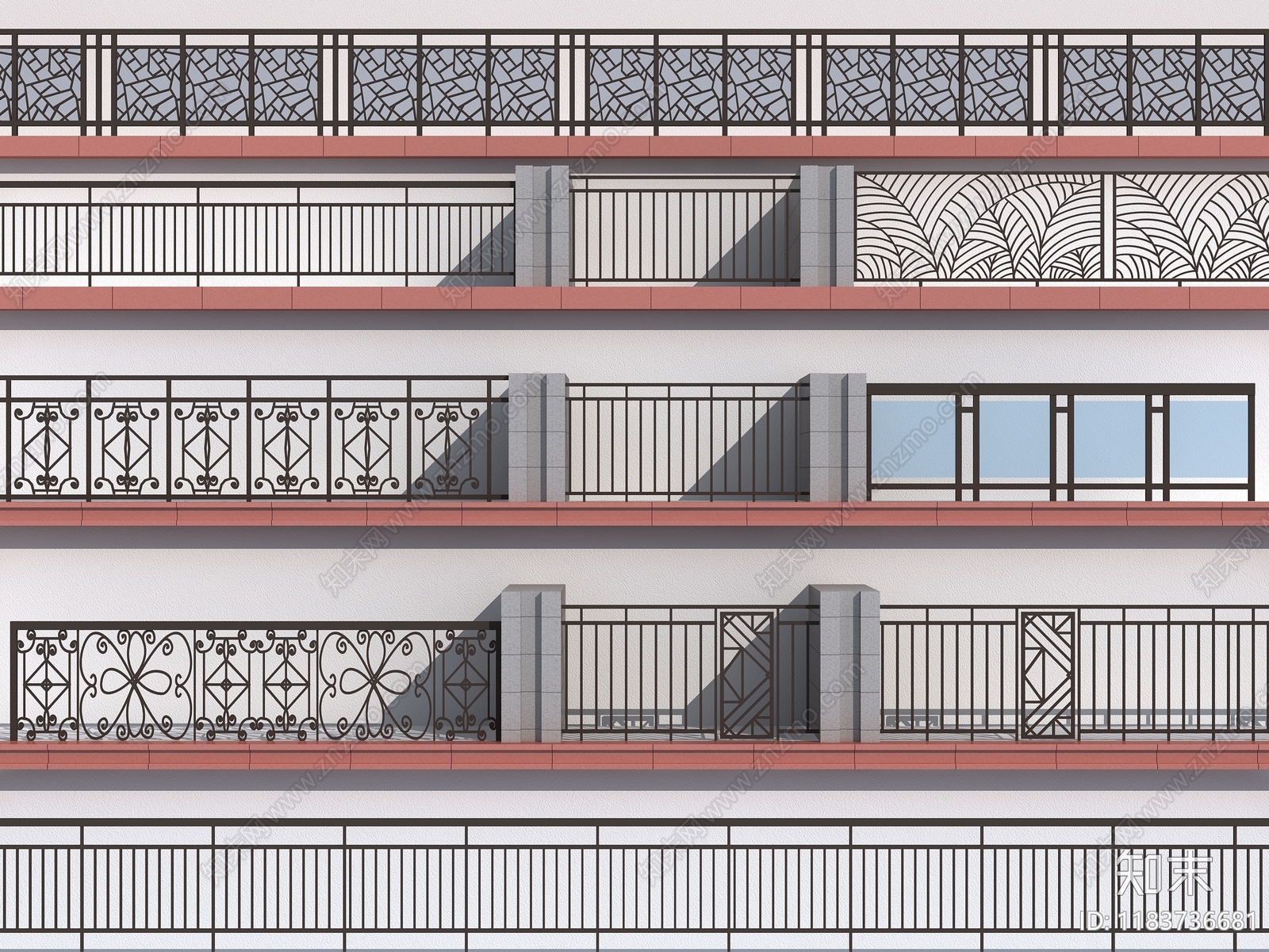 现代栏杆3D模型下载【ID:1183736681】