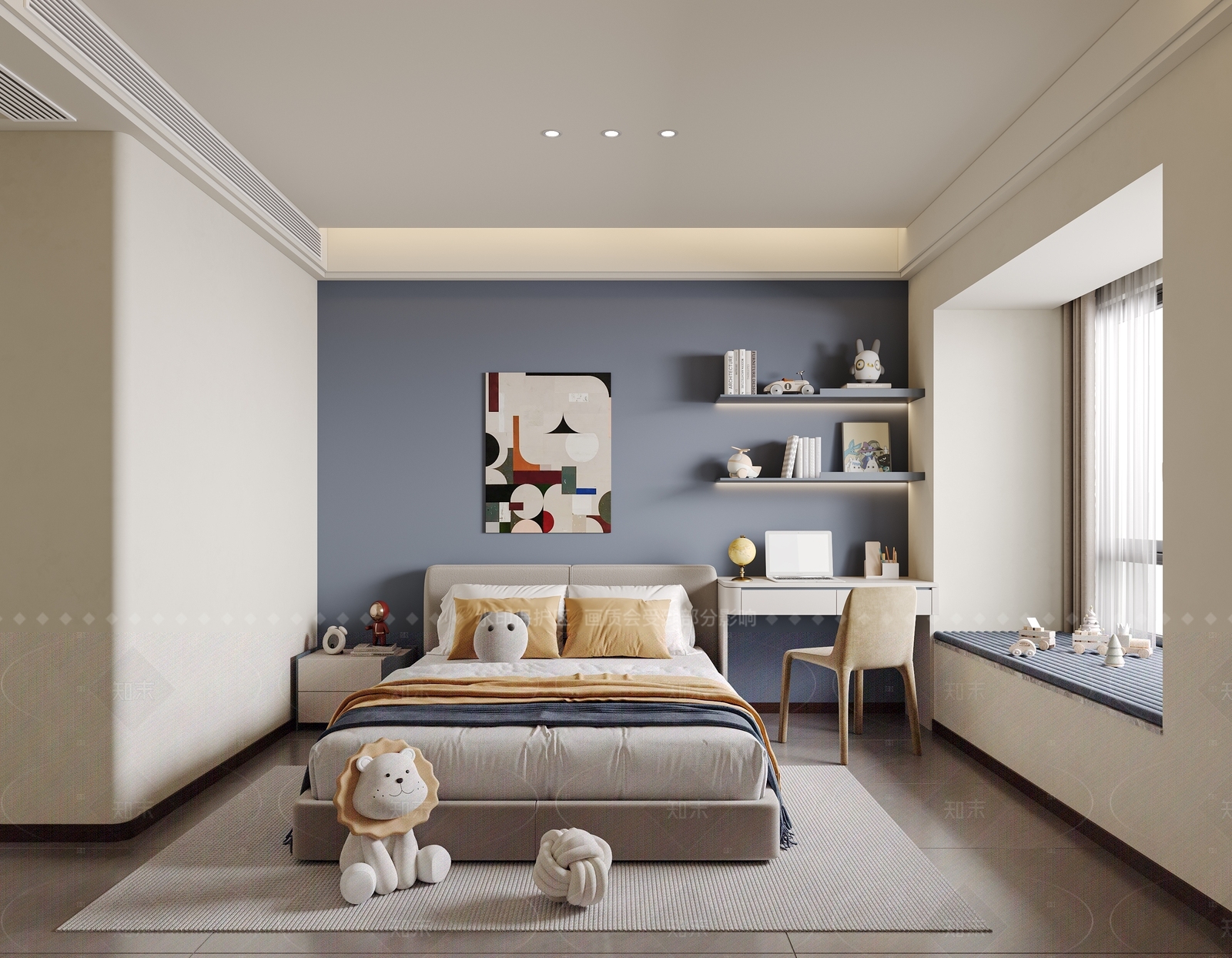 现代通用儿童房3D模型下载【ID:1214990522】