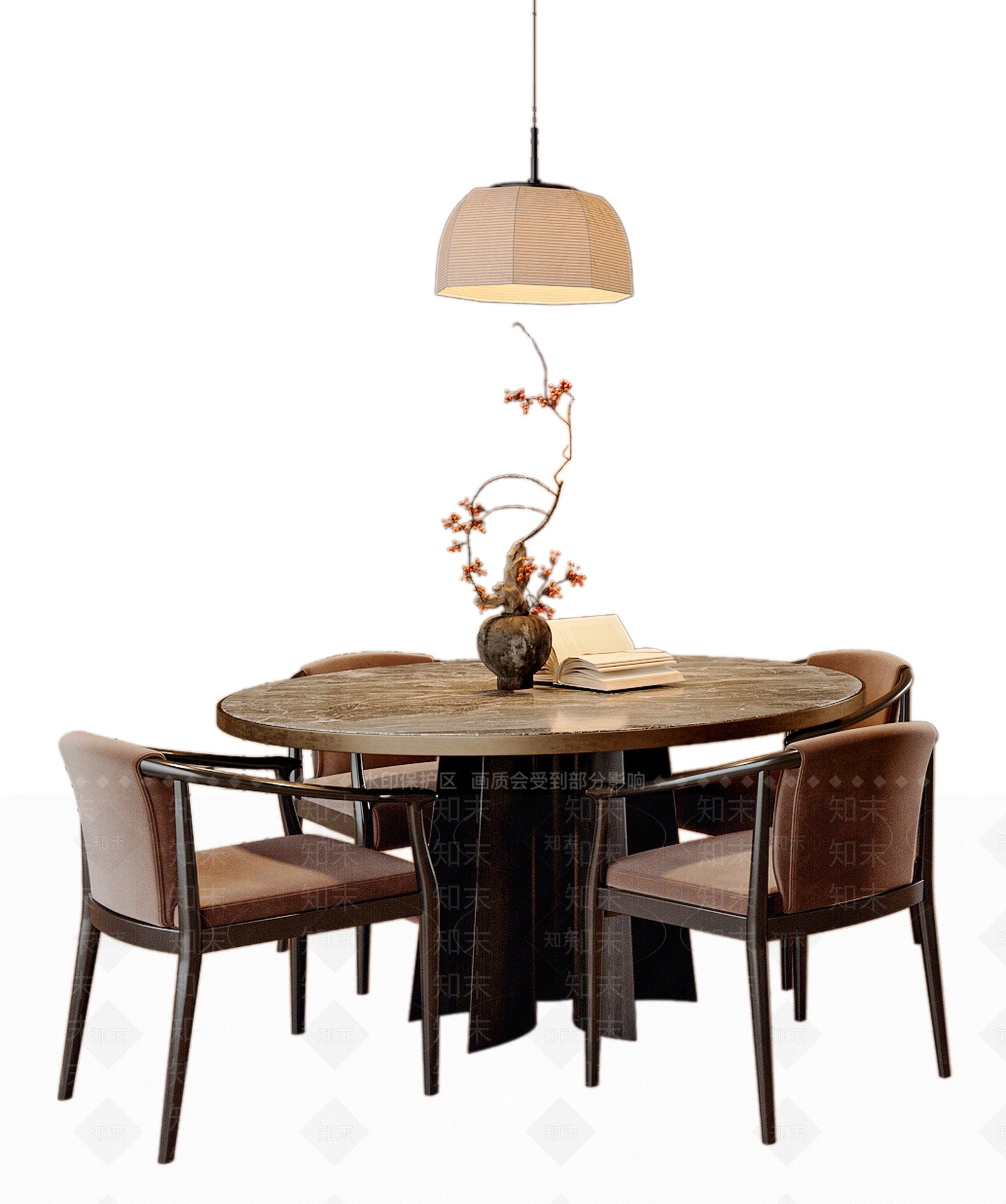 新中式中式餐桌椅SU模型下载【ID:1183746780】