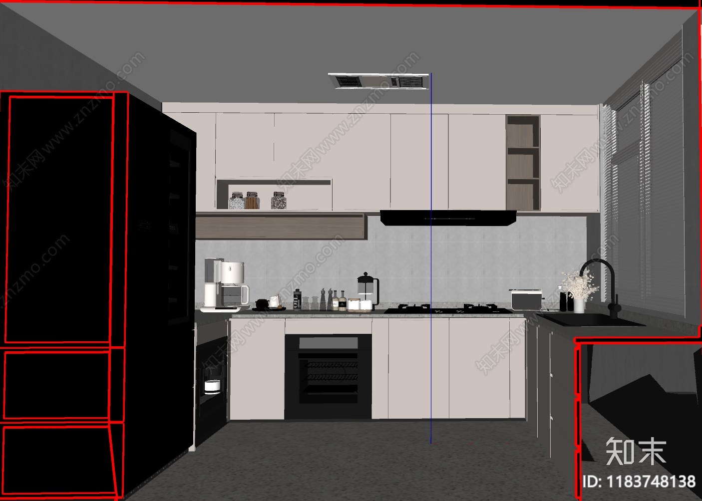 现代封闭式厨房SU模型下载【ID:1183748138】