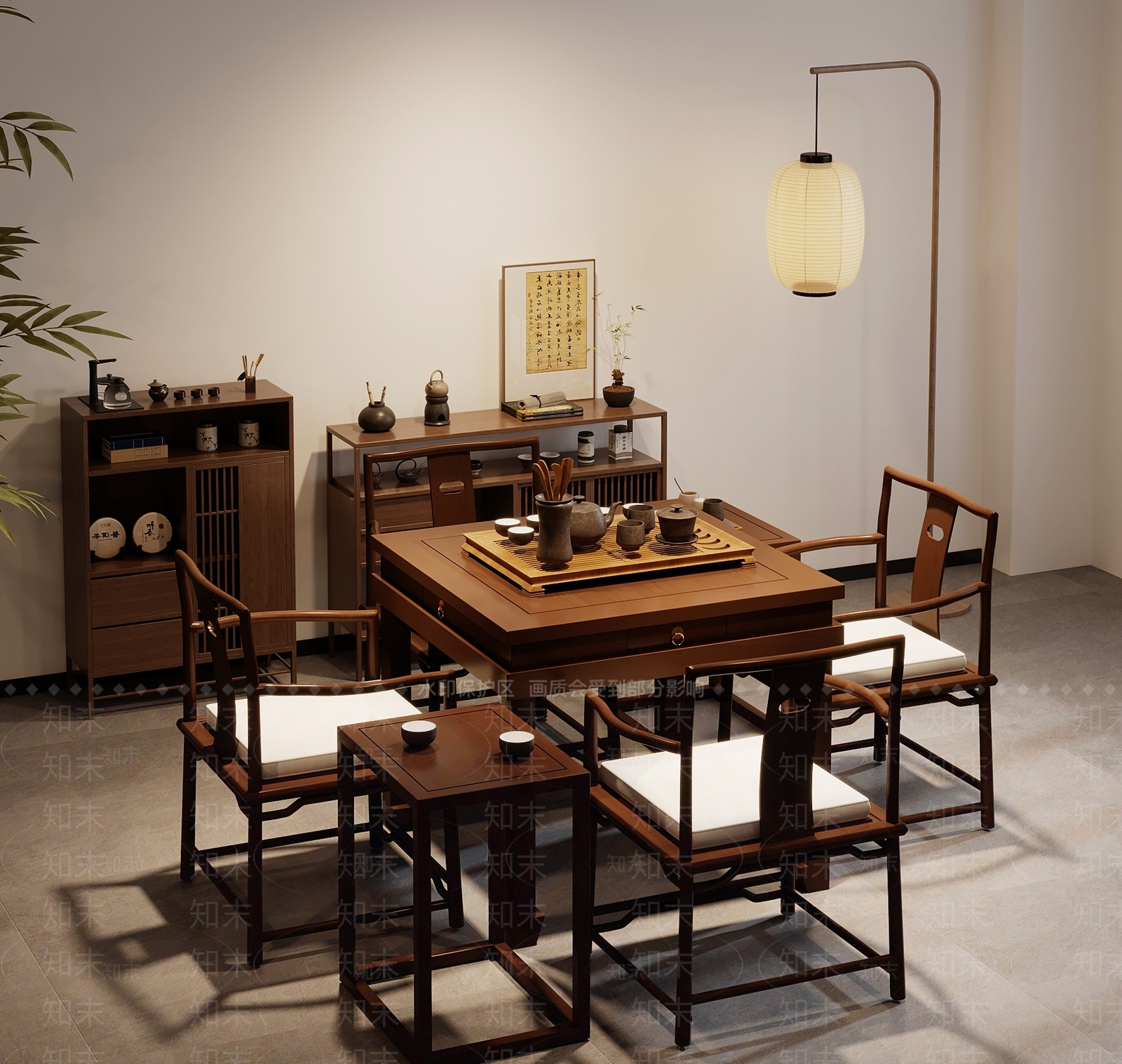 新中式茶桌椅SU模型下载【ID:1183748985】