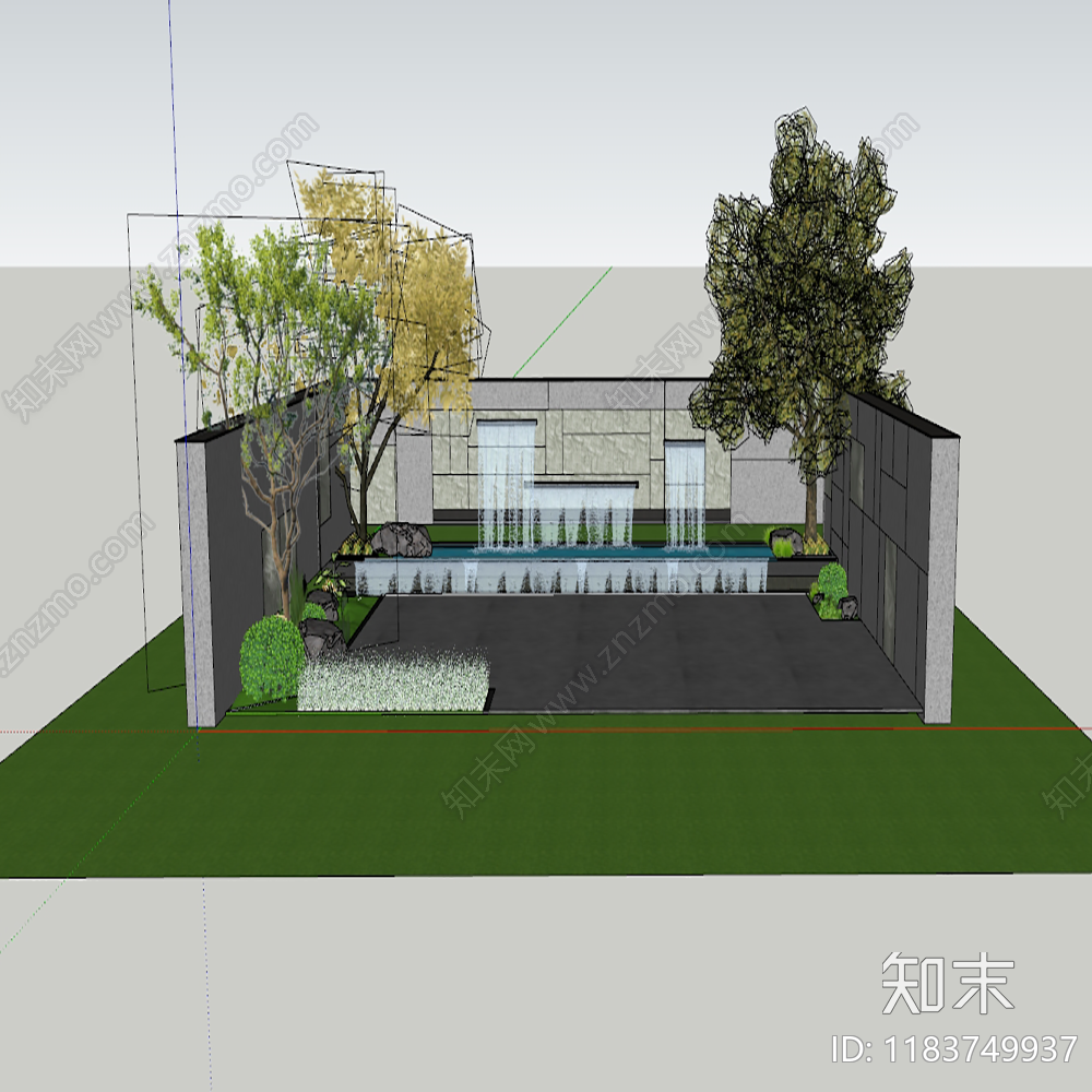 现代别墅庭院SU模型下载【ID:1183749937】