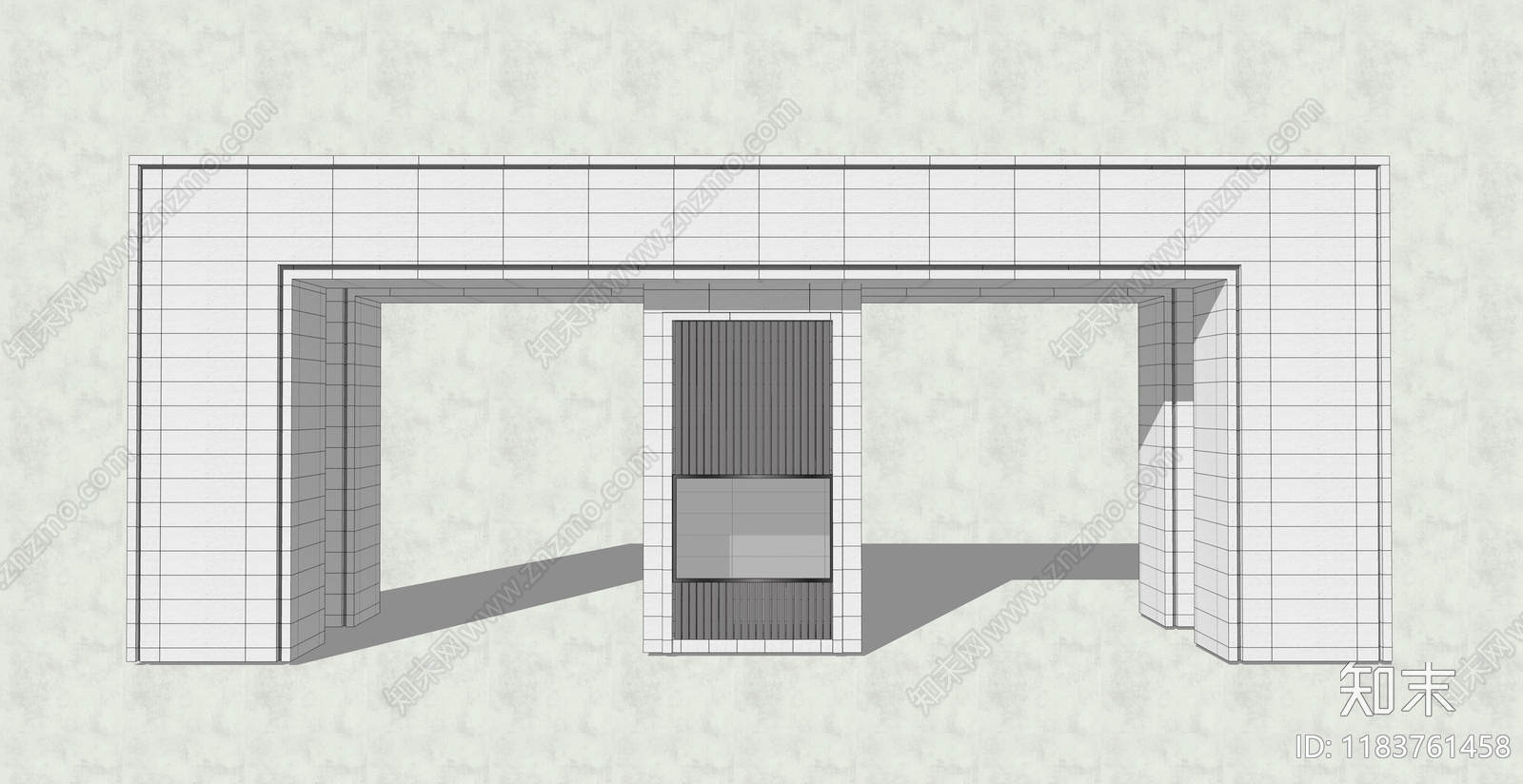 现代新中式入口大门SU模型下载【ID:1183761458】