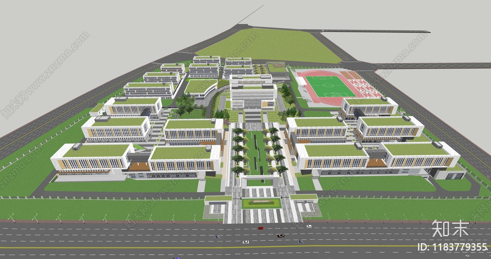 现代学校建筑SU模型下载【ID:1183779355】