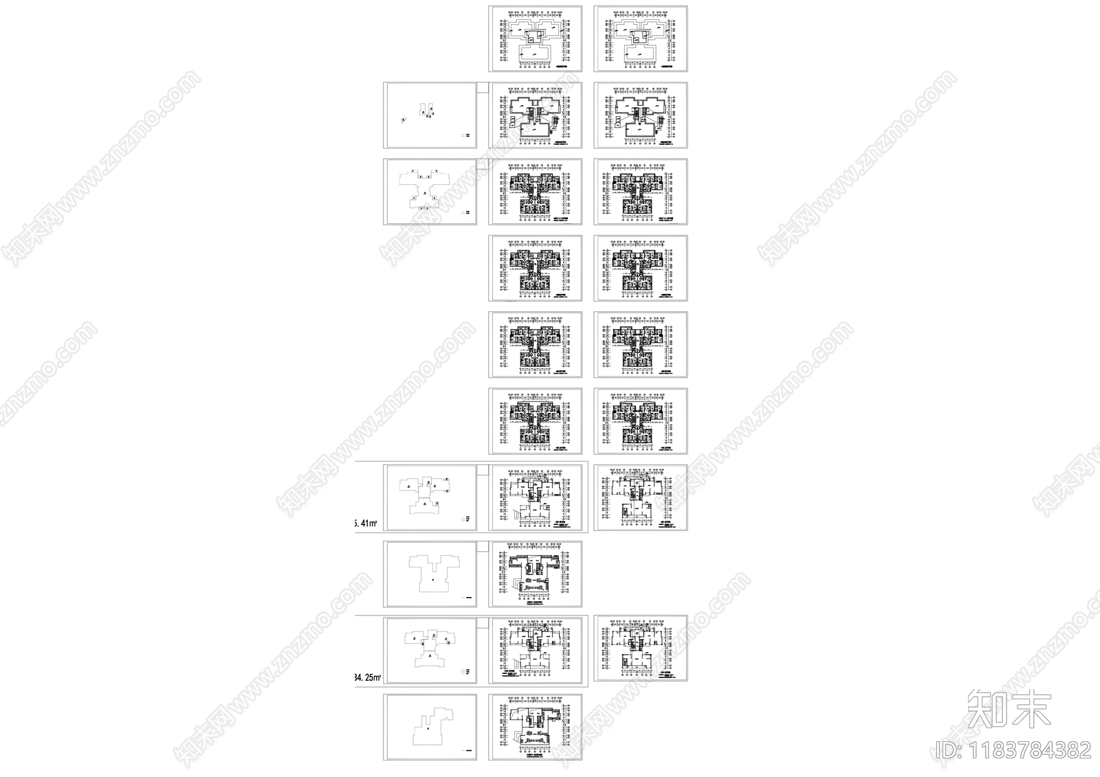 现代住宅楼建筑cad施工图下载【ID:1183784382】