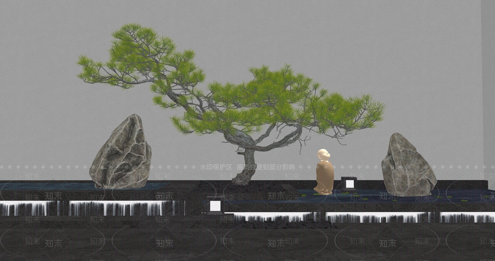 现代禅意水景SU模型下载【ID:1183791052】