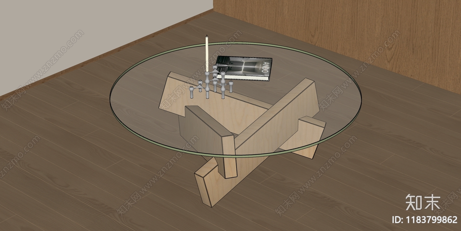 现代原木茶几SU模型下载【ID:1183799862】