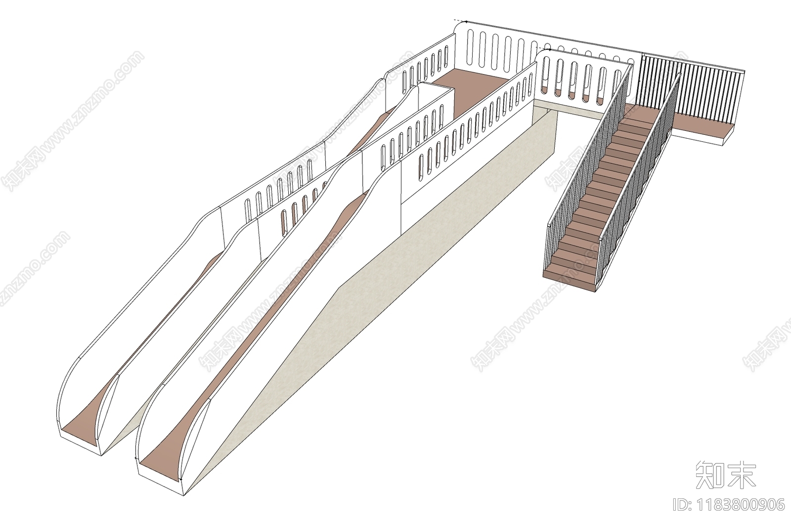 儿童滑梯SU模型下载【ID:1183800906】