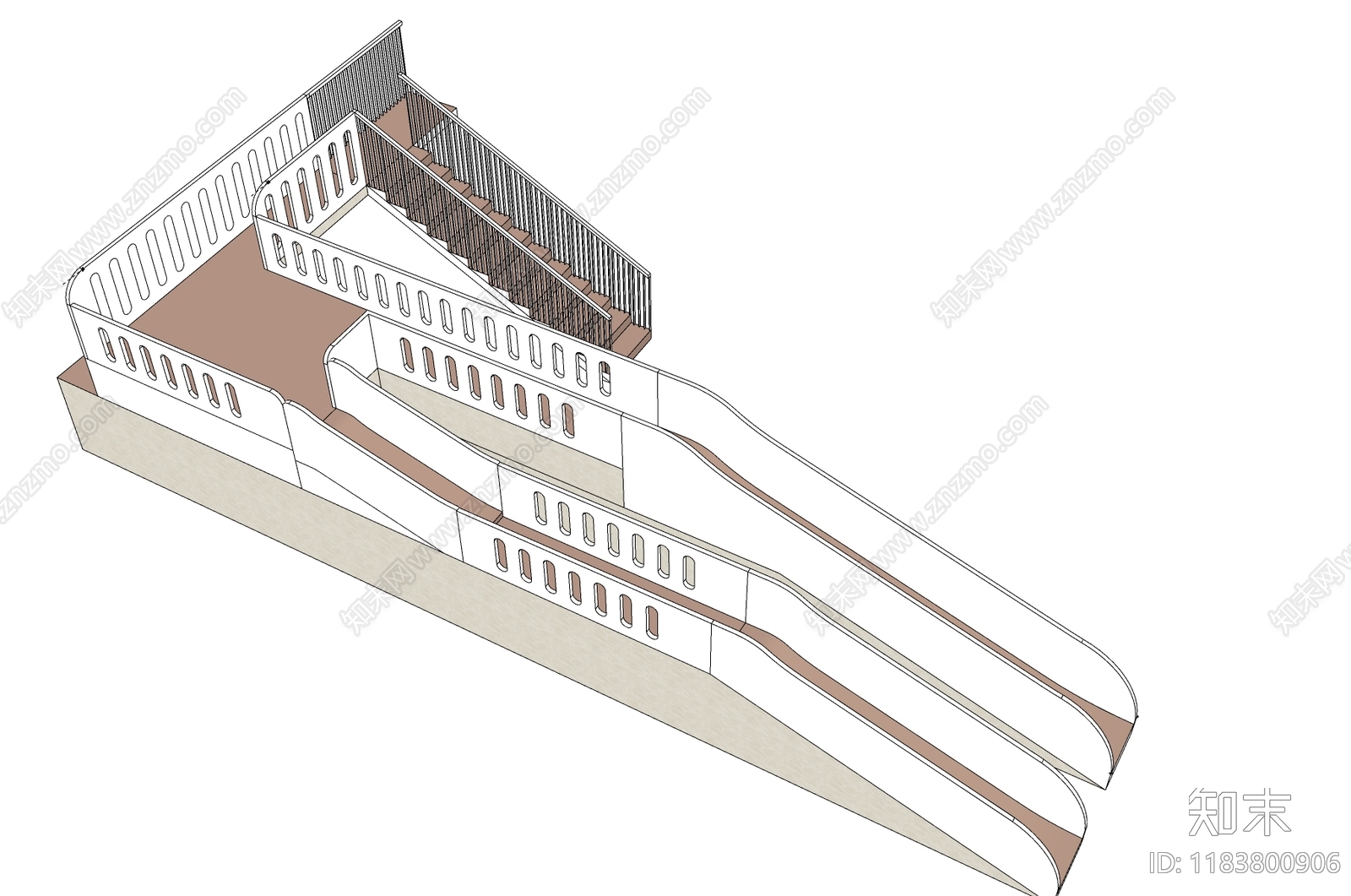 儿童滑梯SU模型下载【ID:1183800906】