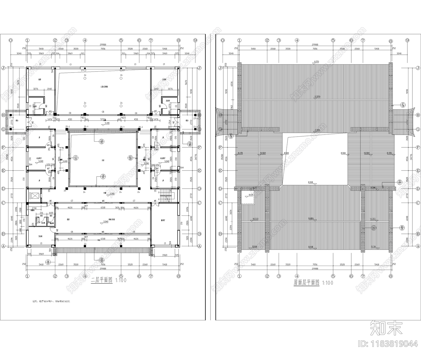 中式四合院cad施工图下载【ID:1183819044】