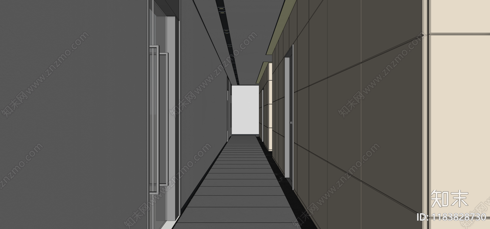 现代办公走廊SU模型下载【ID:1183828730】