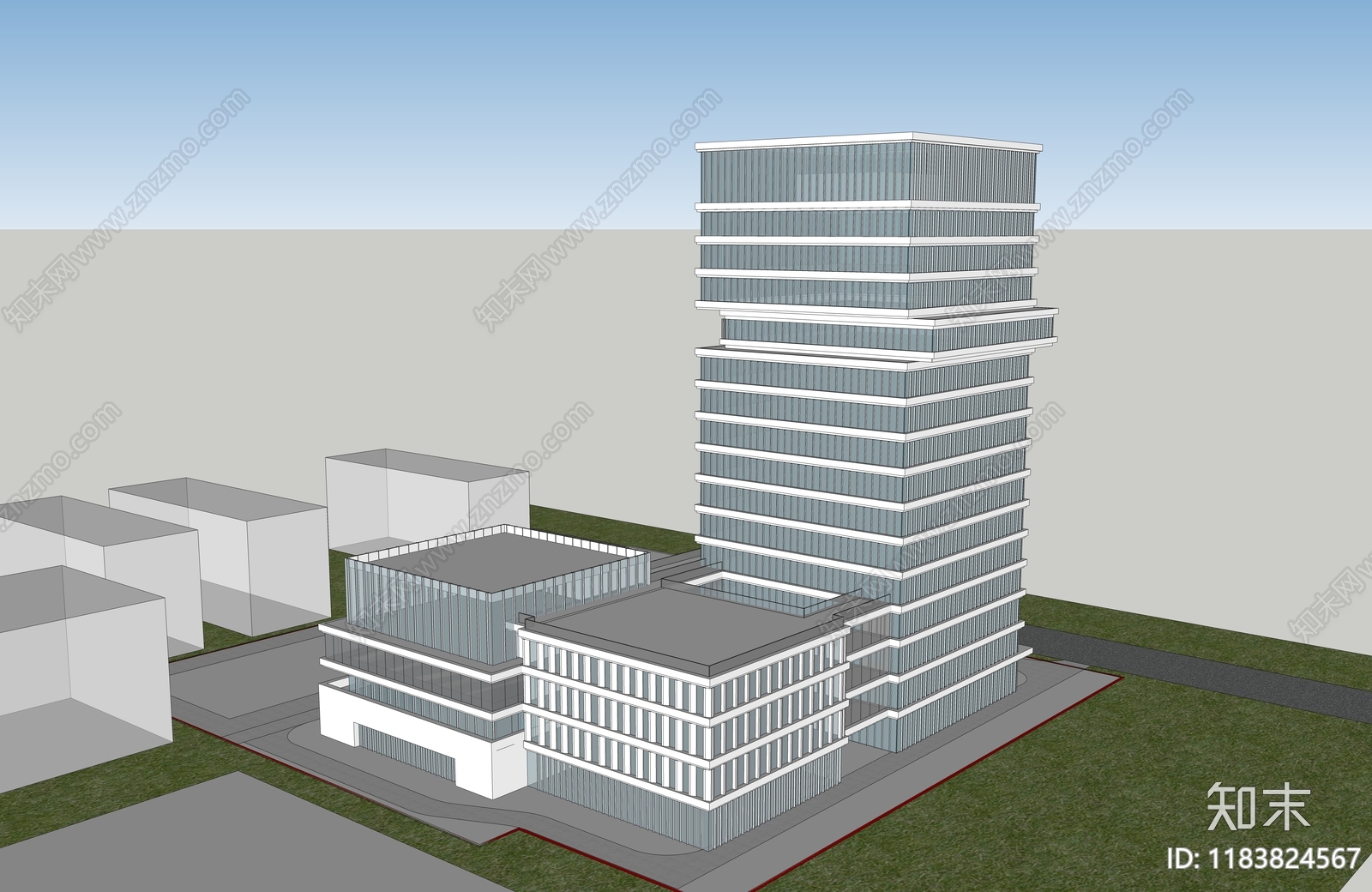 现代办公楼SU模型下载【ID:1183824567】