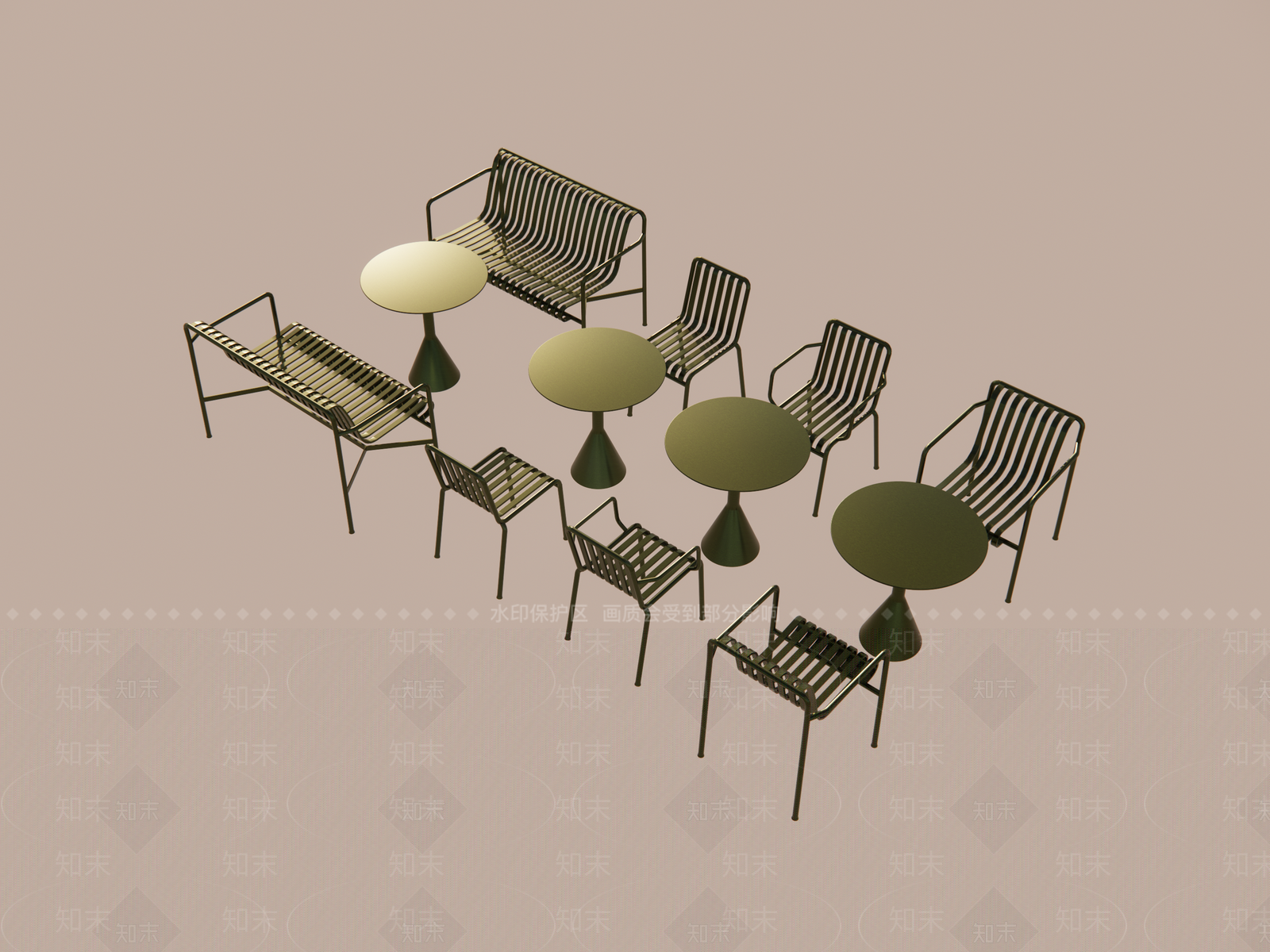 现代轻奢景观座椅SU模型下载【ID:1183825369】