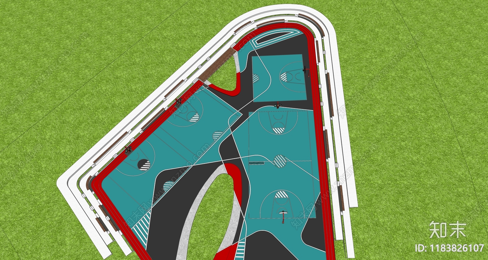 现代体育公园SU模型下载【ID:1183826107】