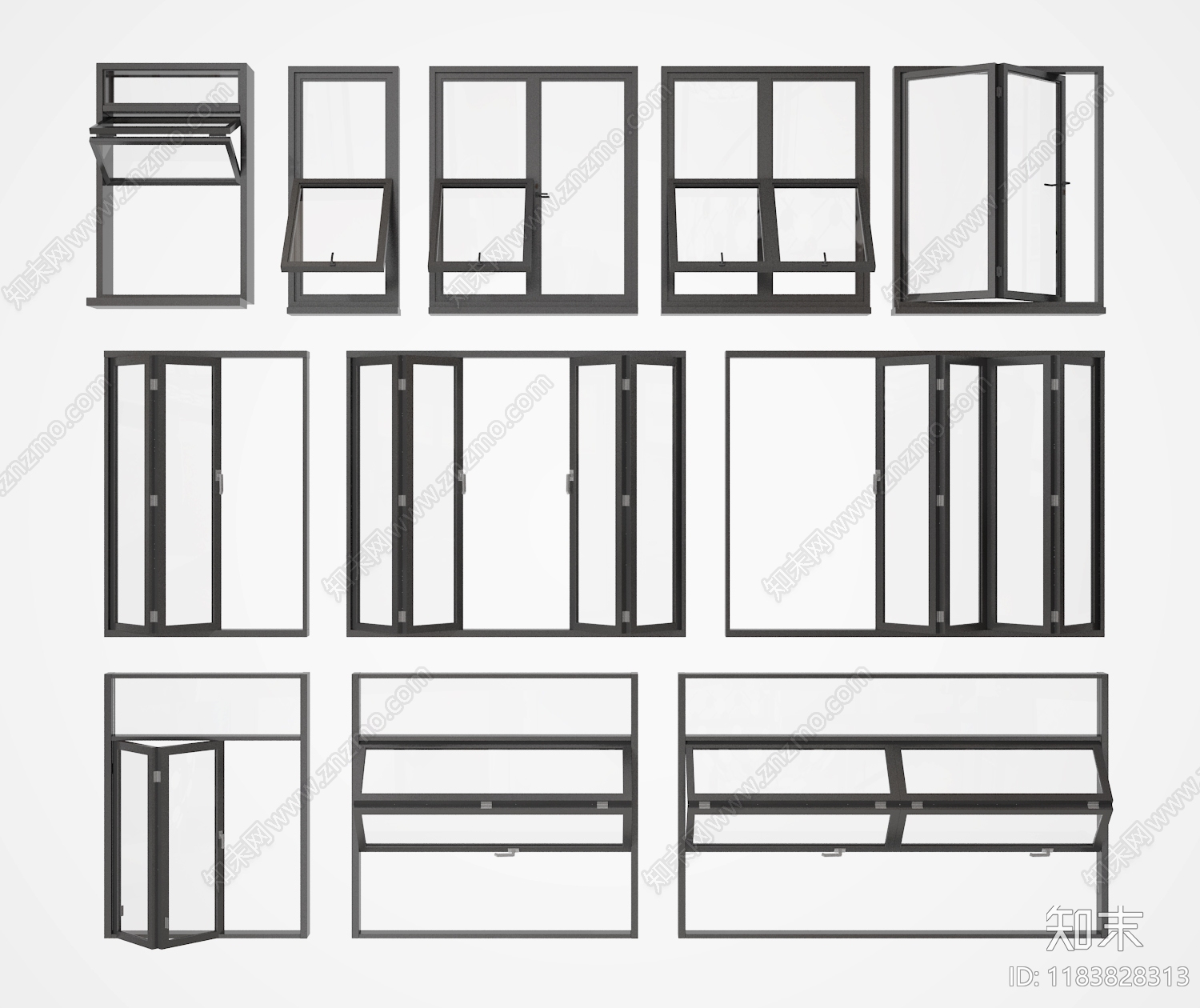 现代窗3D模型下载【ID:1183828313】