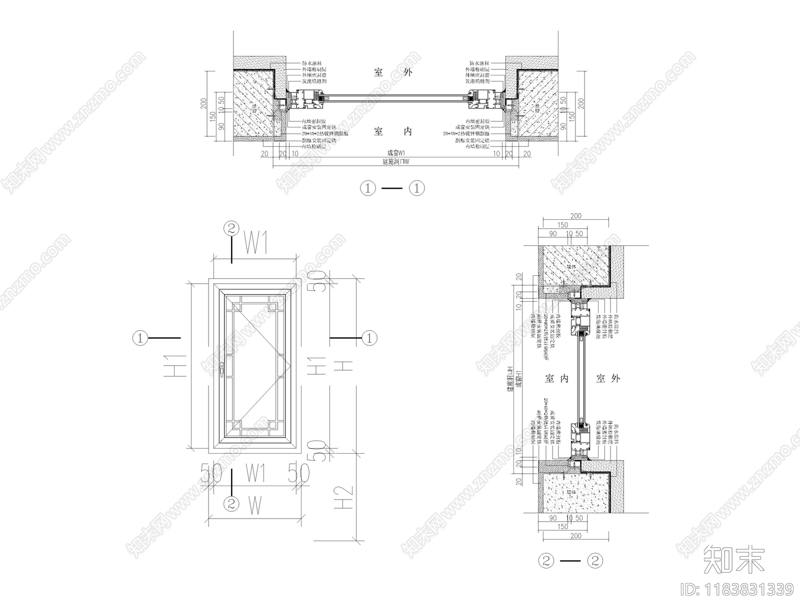 现代综合门窗cad施工图下载【ID:1183831339】