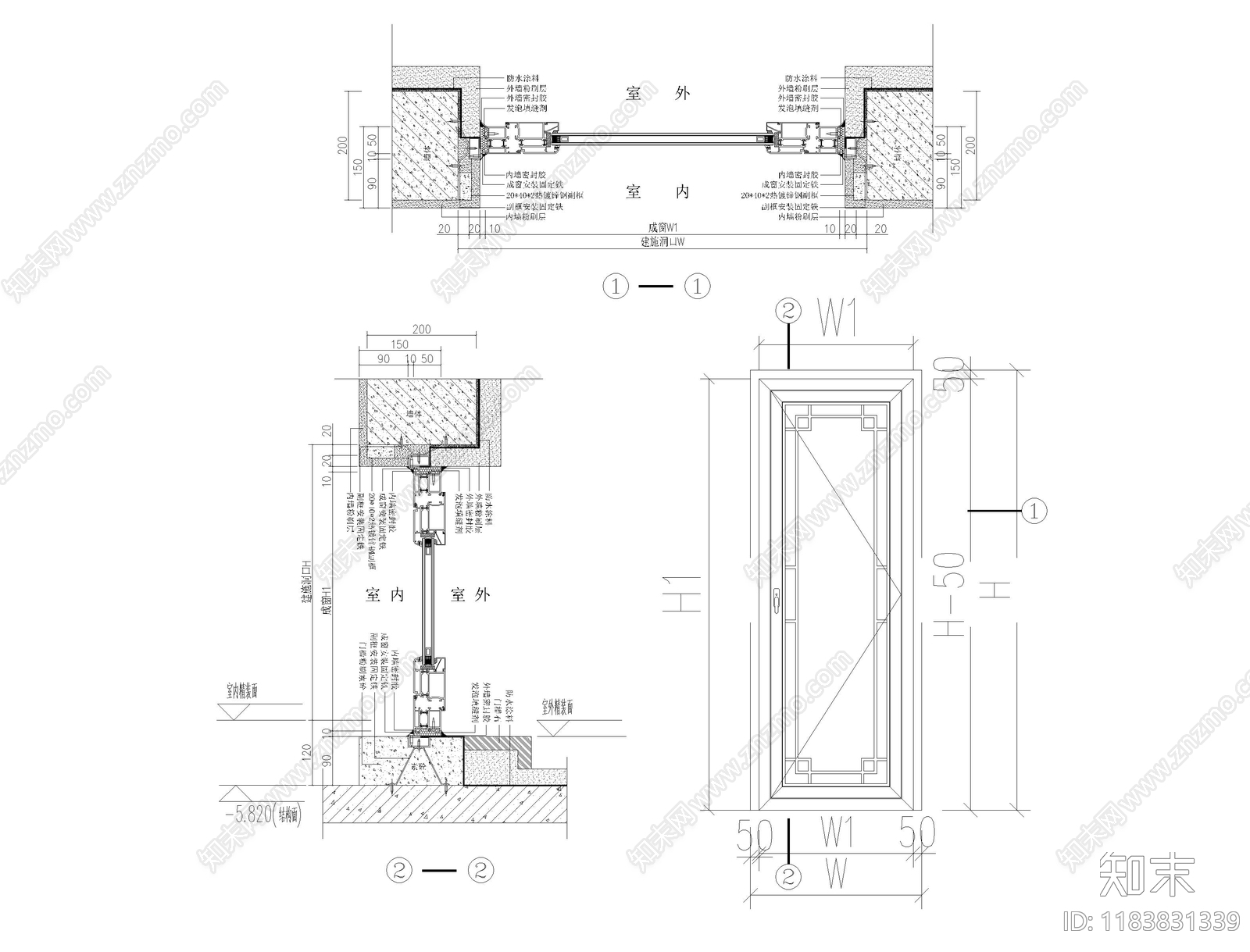 现代综合门窗cad施工图下载【ID:1183831339】