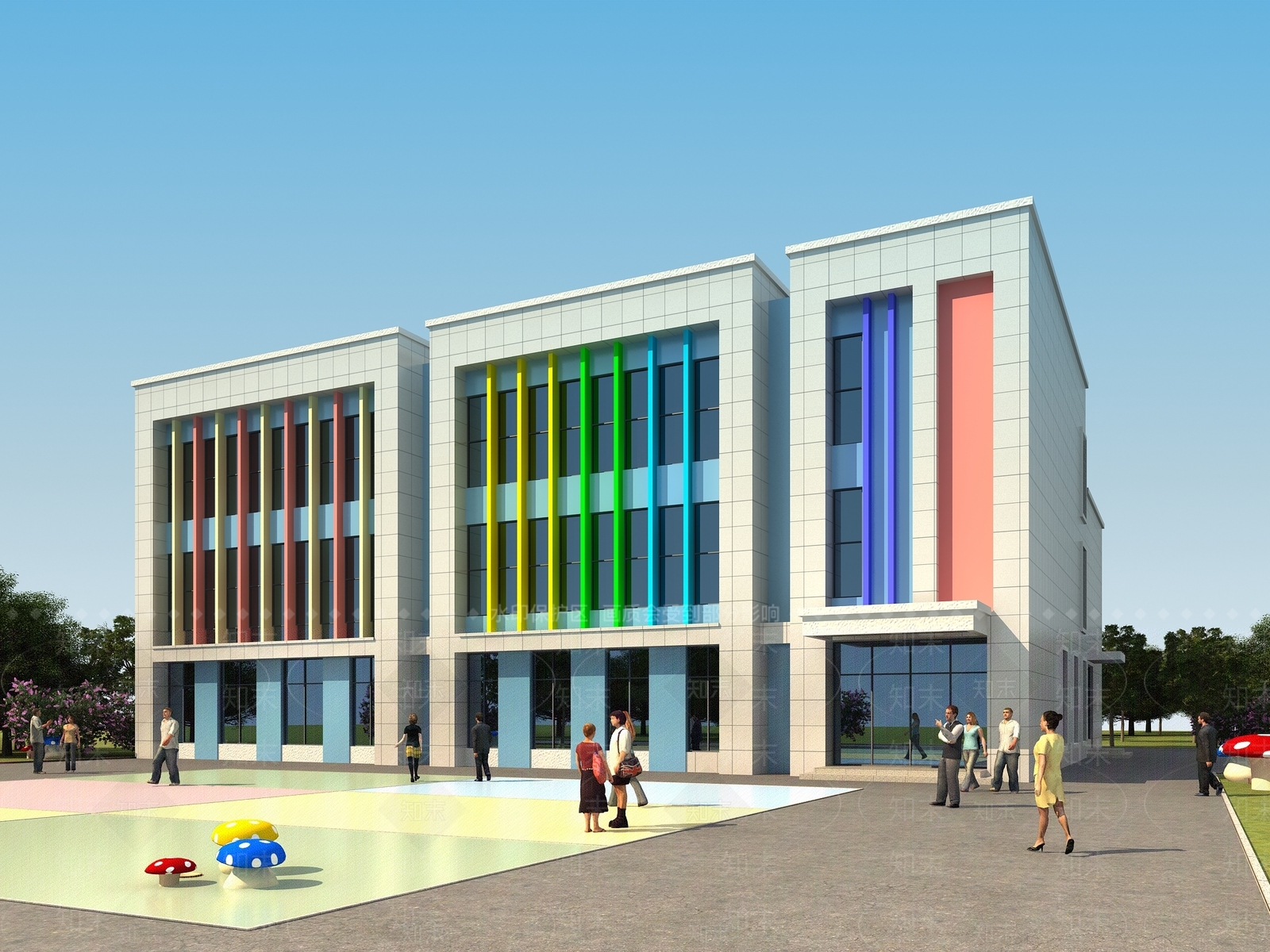 现代学校外观3D模型下载【ID:1183831463】