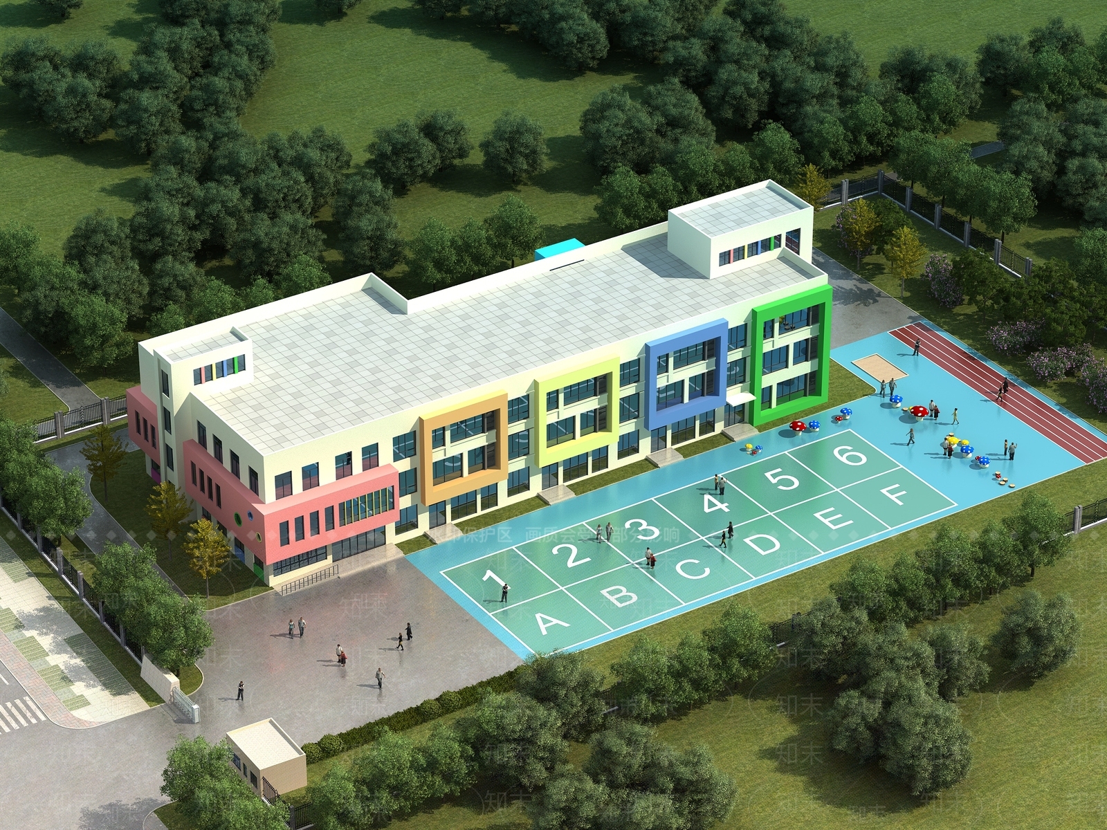 现代学校外观3D模型下载【ID:1183831596】