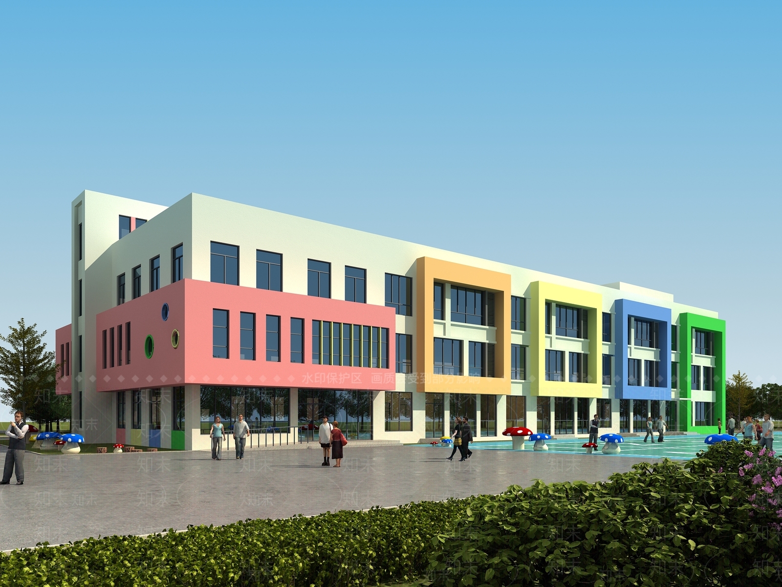现代学校外观3D模型下载【ID:1183831558】