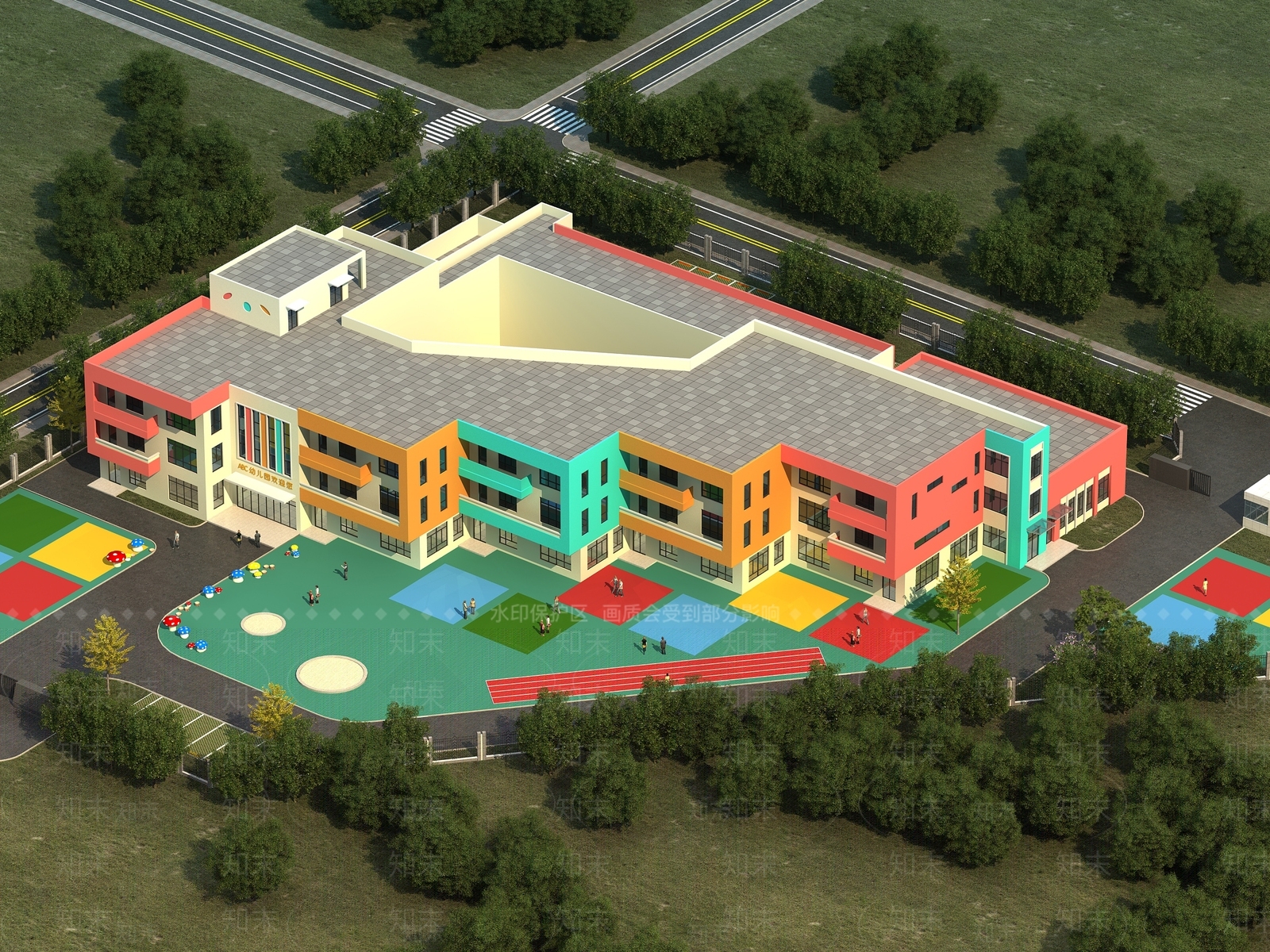现代学校外观3D模型下载【ID:1183831620】
