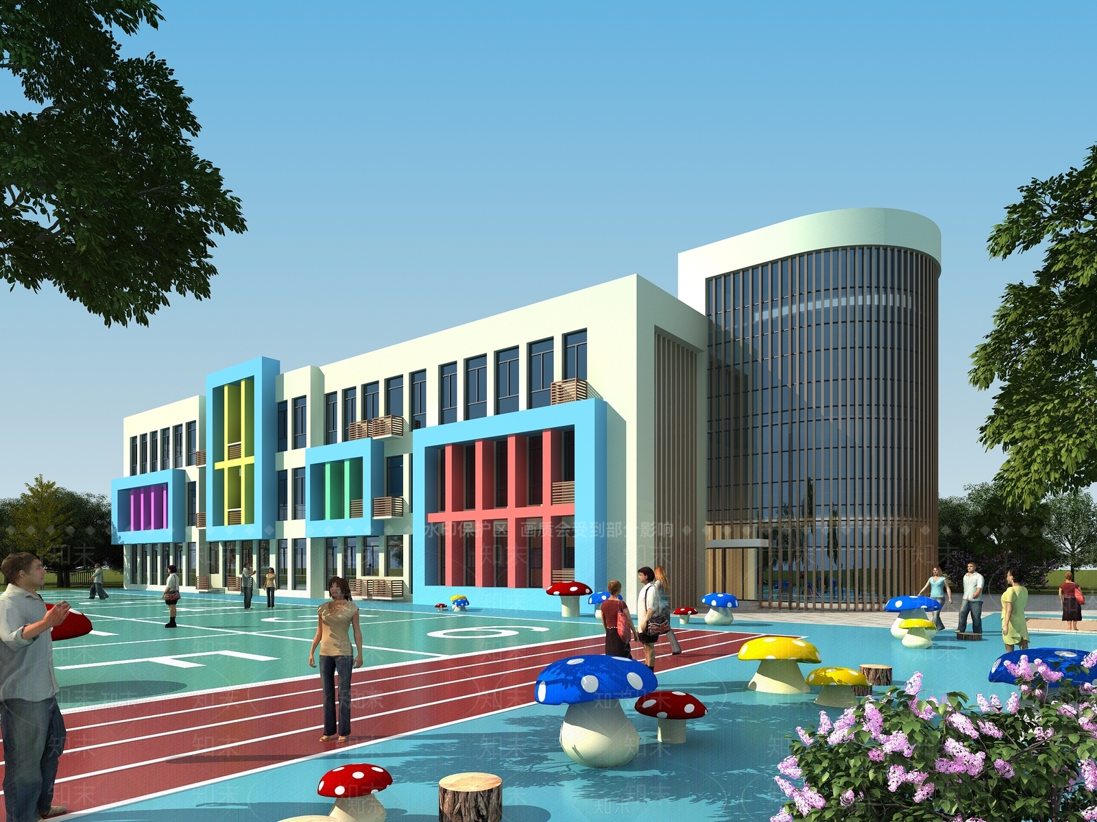 现代学校外观3D模型下载【ID:1183831646】