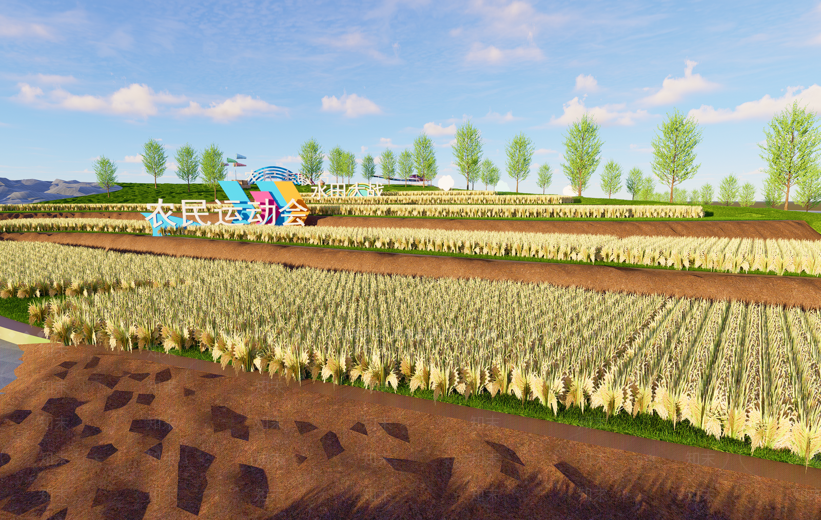 现代新中式乡村公园SU模型下载【ID:1183833281】