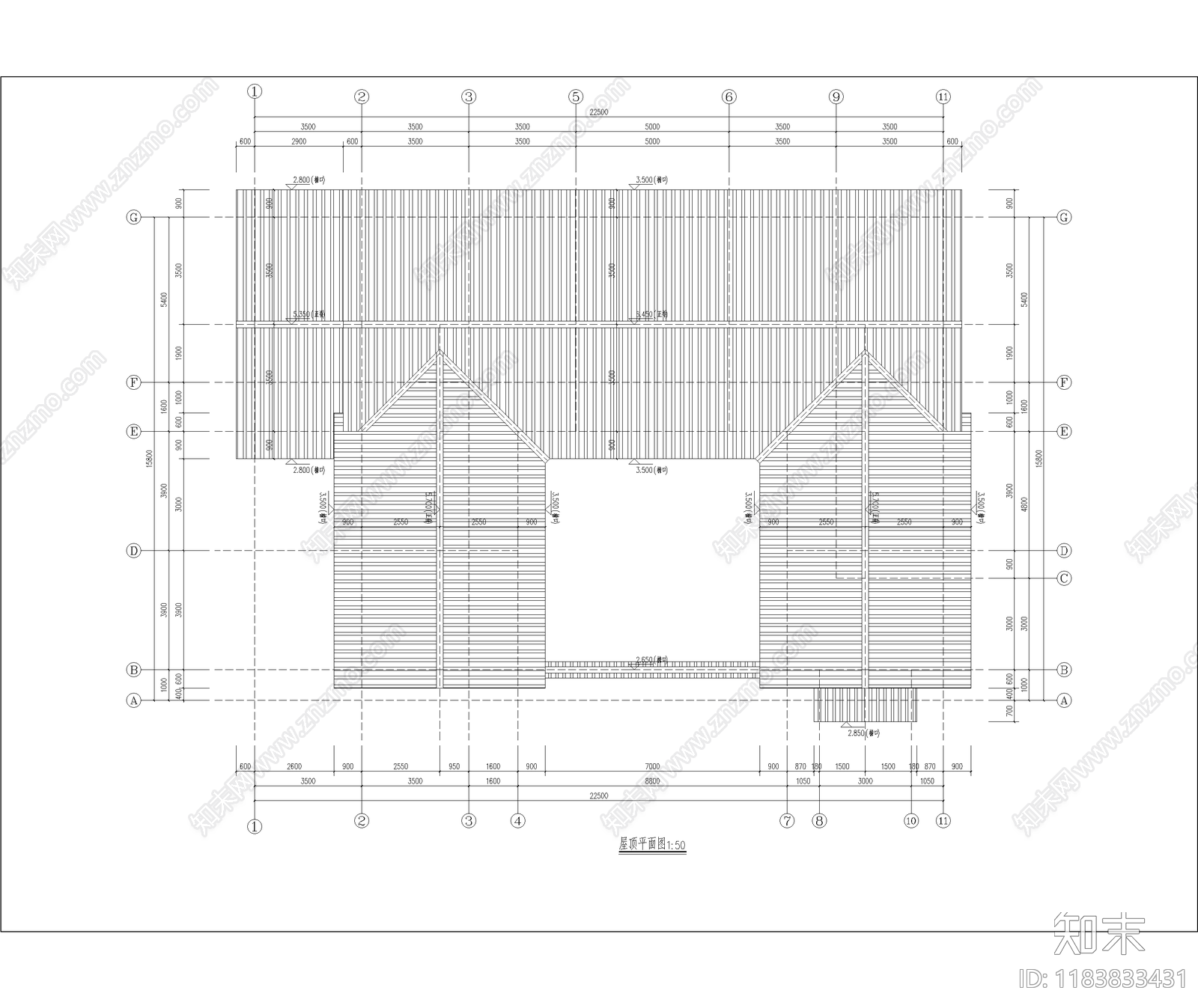 中式新中式三合院cad施工图下载【ID:1183833431】