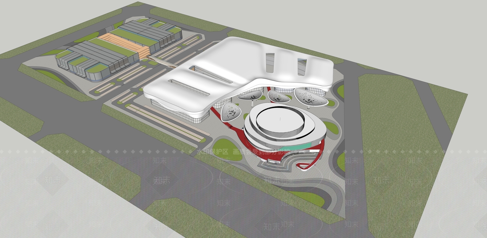 现代商场建筑SU模型下载【ID:1183835502】