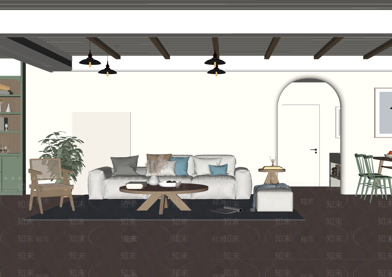 北欧别墅客厅SU模型下载【ID:1183853054】