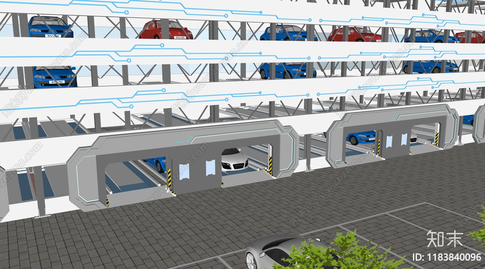 现代停车场SU模型下载【ID:1183840096】